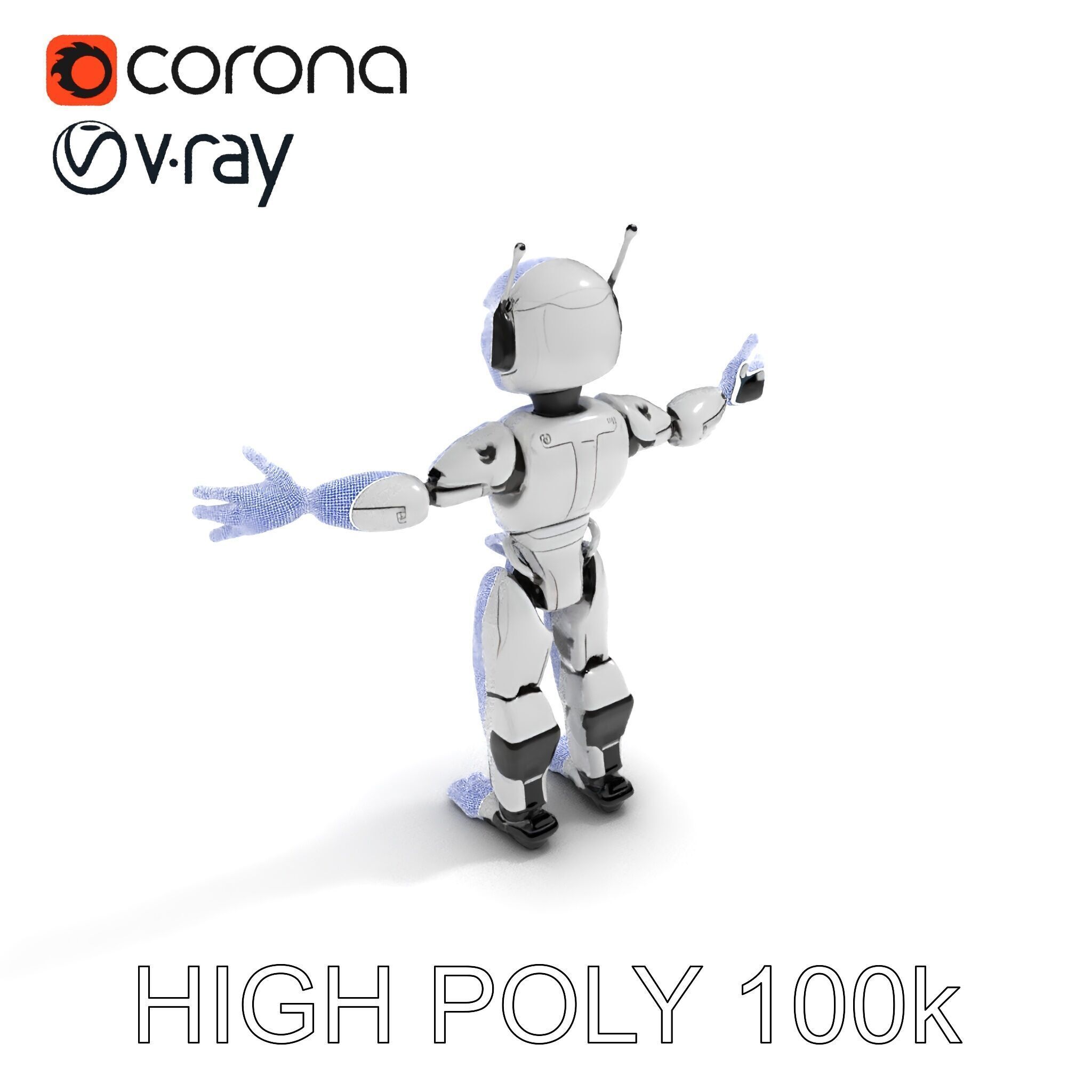 Silver Sentinel Robot D Model  Detailed Rigged and Ready for ... Low-poly 3D model_34