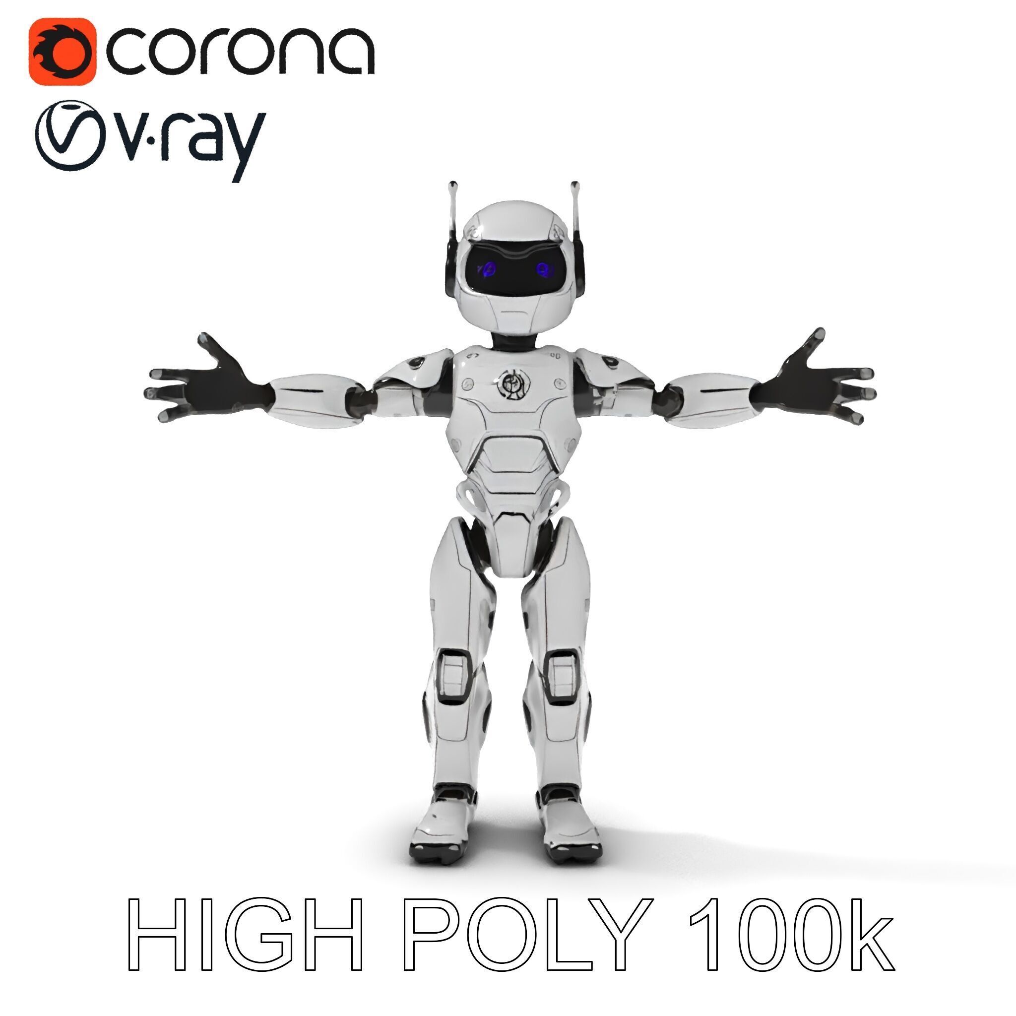 Silver Sentinel Robot D Model  Detailed Rigged and Ready for ... Low-poly 3D model_36