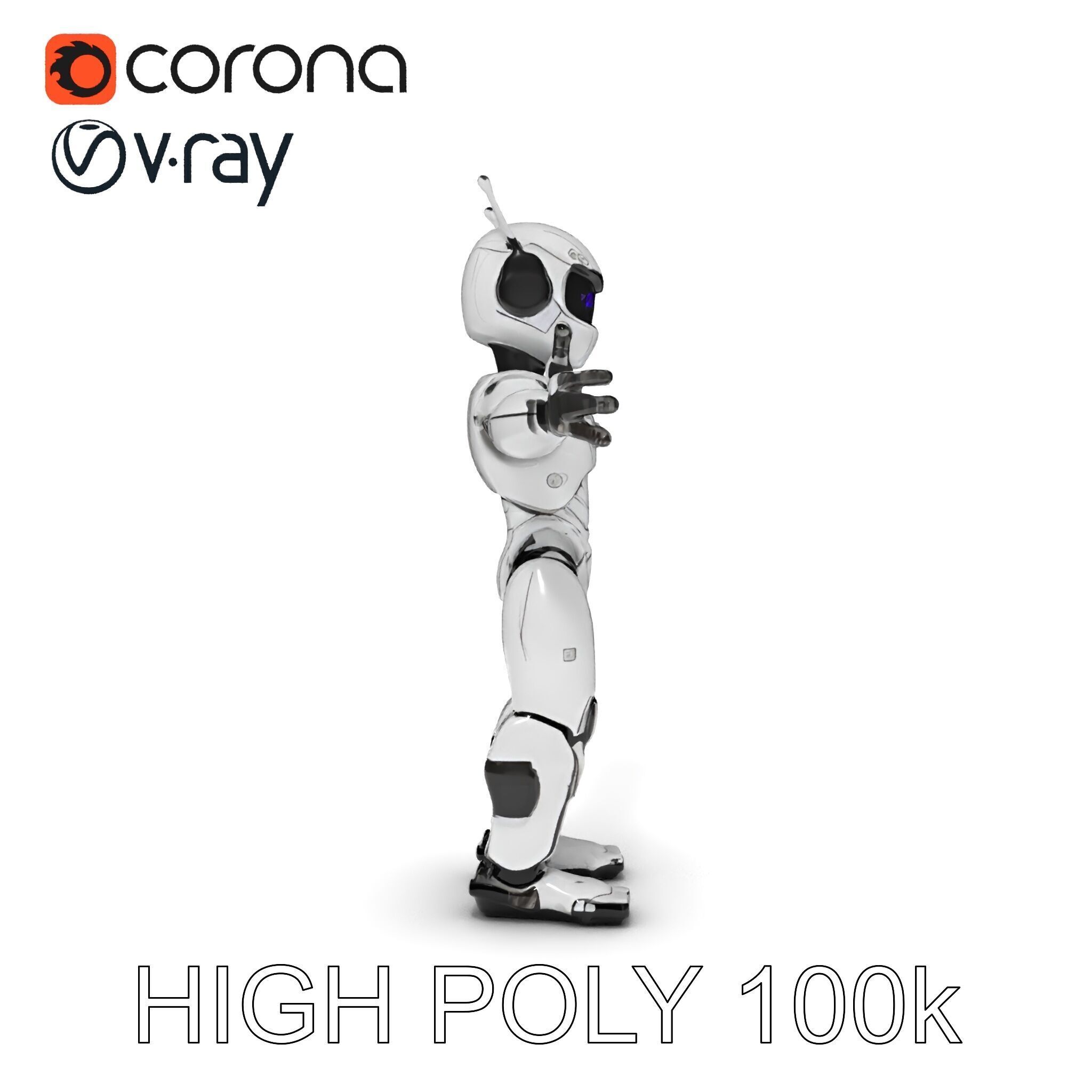 Silver Sentinel Robot D Model  Detailed Rigged and Ready for ... Low-poly 3D model_8