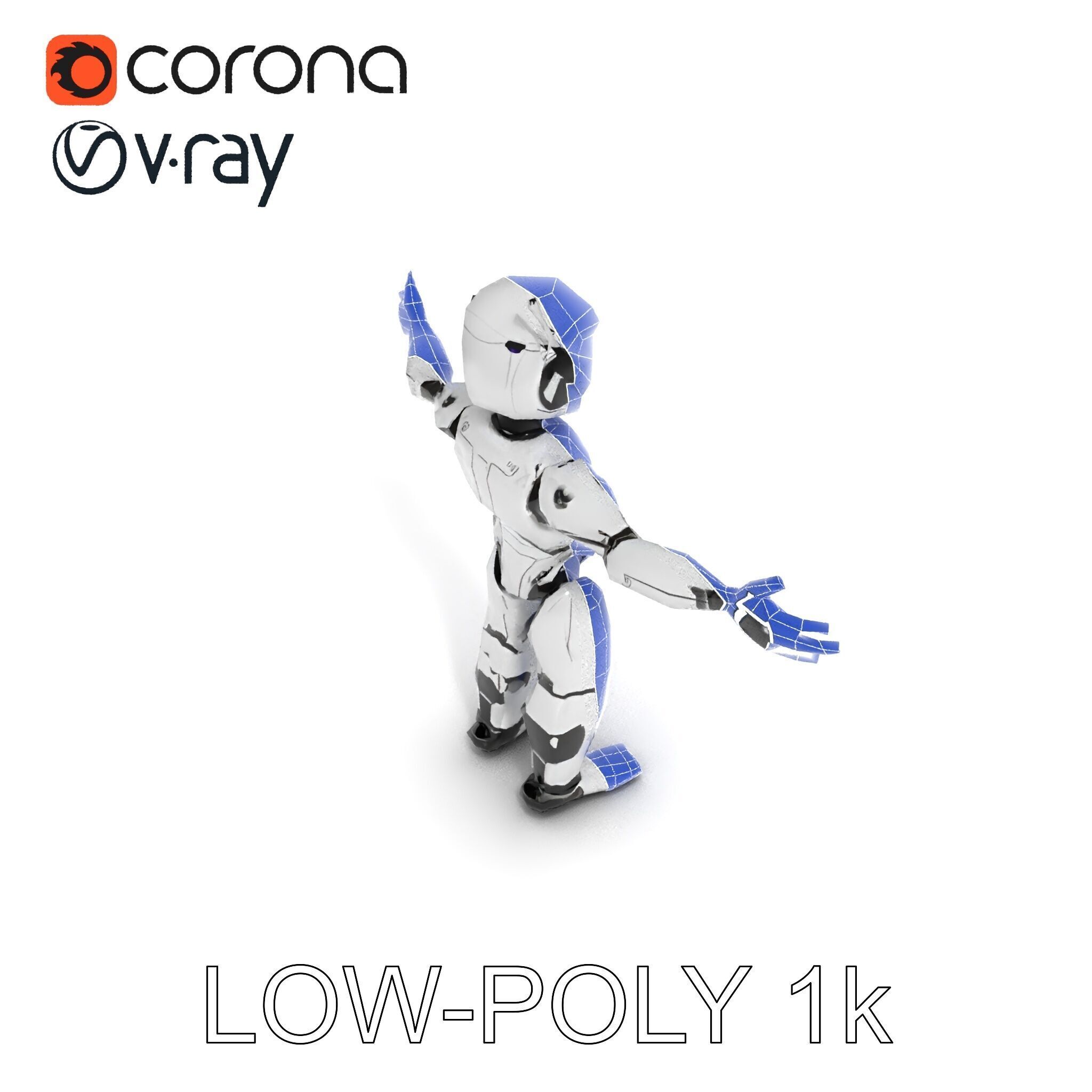 Silver Sentinel Robot D Model  Detailed Rigged and Ready for ... Low-poly 3D model_28