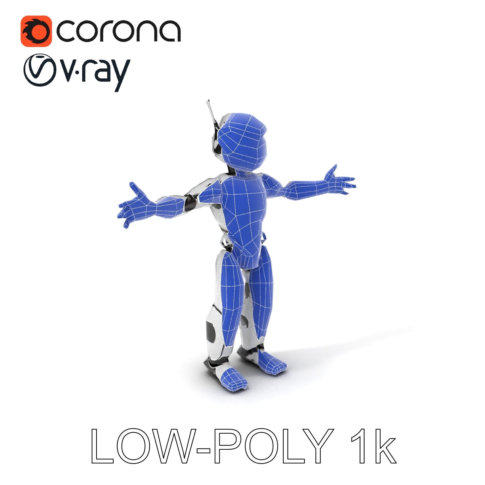 Silver Sentinel Robot D Model  Detailed Rigged and Ready for ... Low-poly 3D model_13