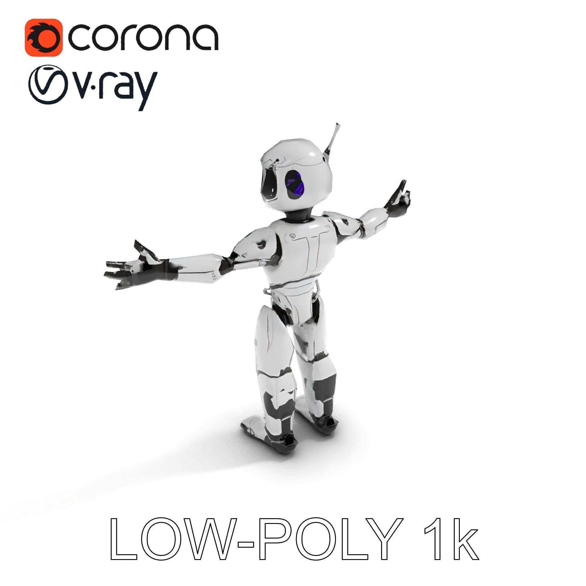 Silver Sentinel Robot D Model  Detailed Rigged and Ready for ... Low-poly 3D model_16