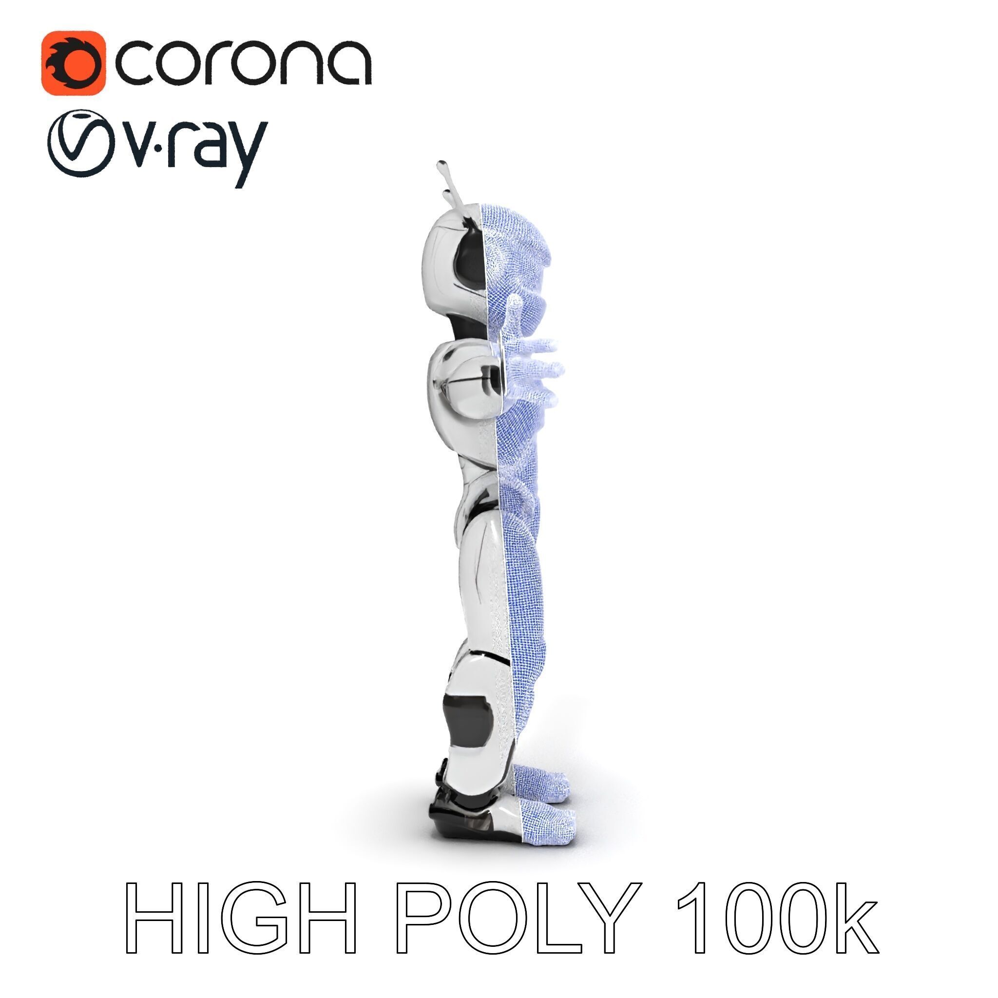 Silver Sentinel Robot D Model  Detailed Rigged and Ready for ... Low-poly 3D model_19
