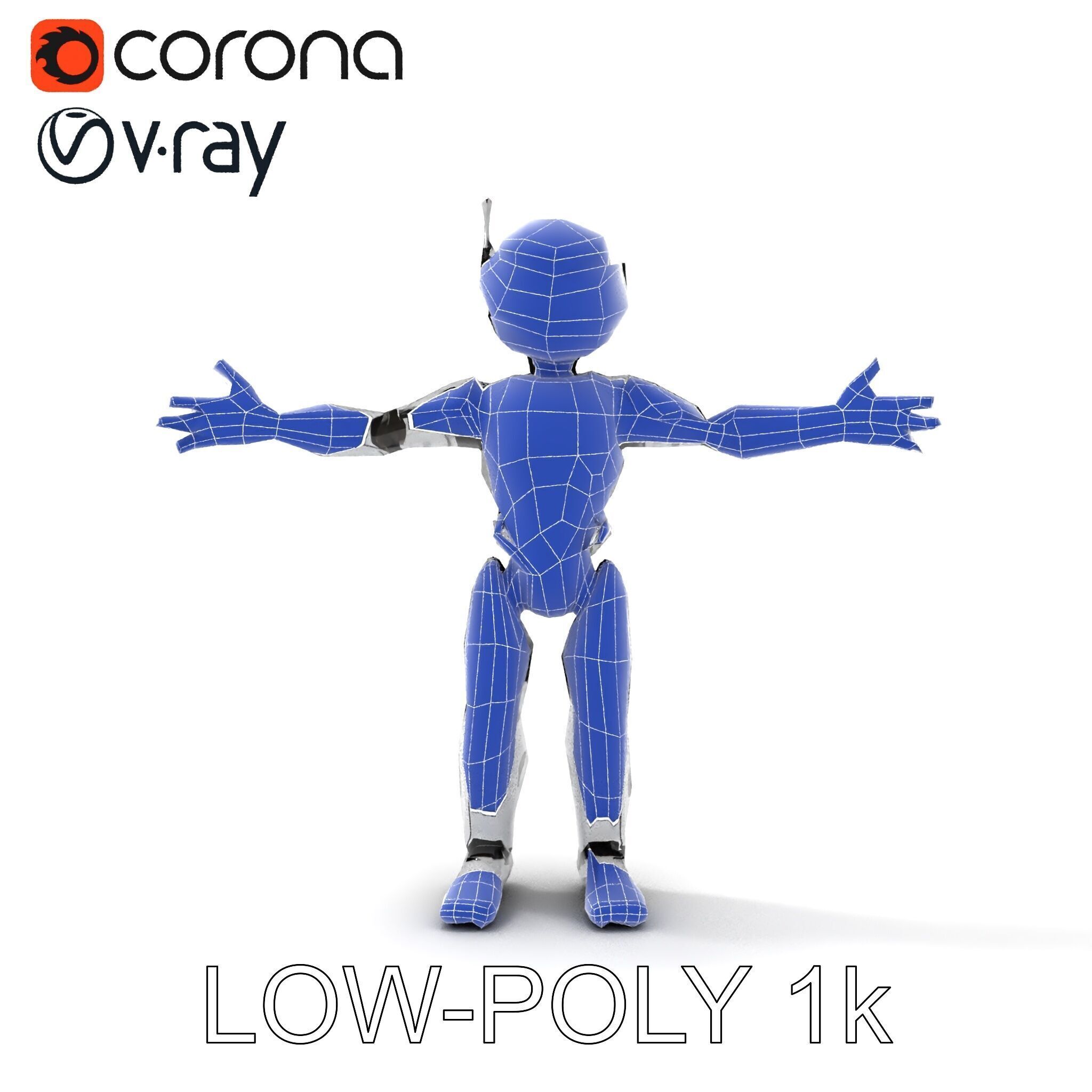 Silver Sentinel Robot D Model  Detailed Rigged and Ready for ... Low-poly 3D model_10