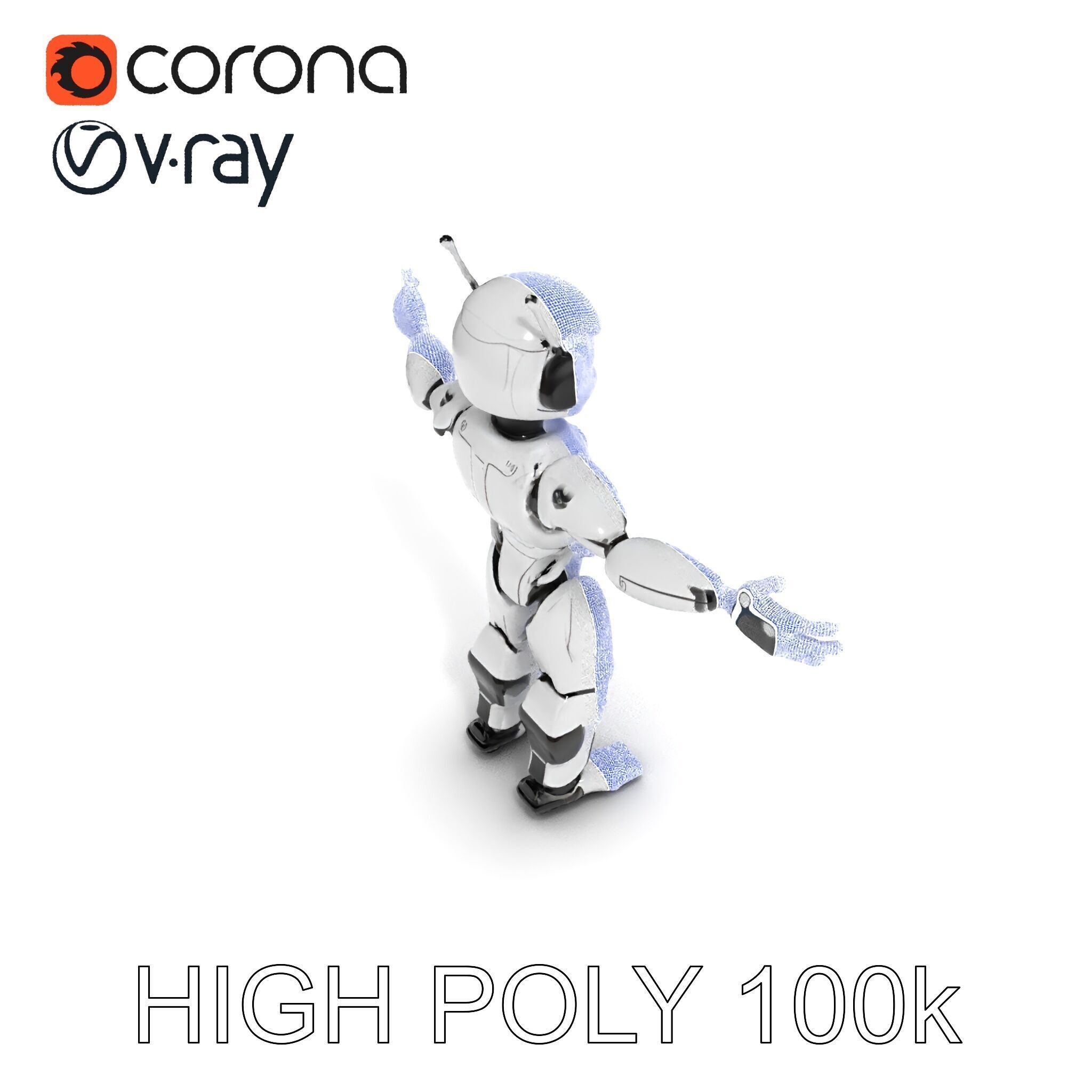 Silver Sentinel Robot D Model  Detailed Rigged and Ready for ... Low-poly 3D model_24