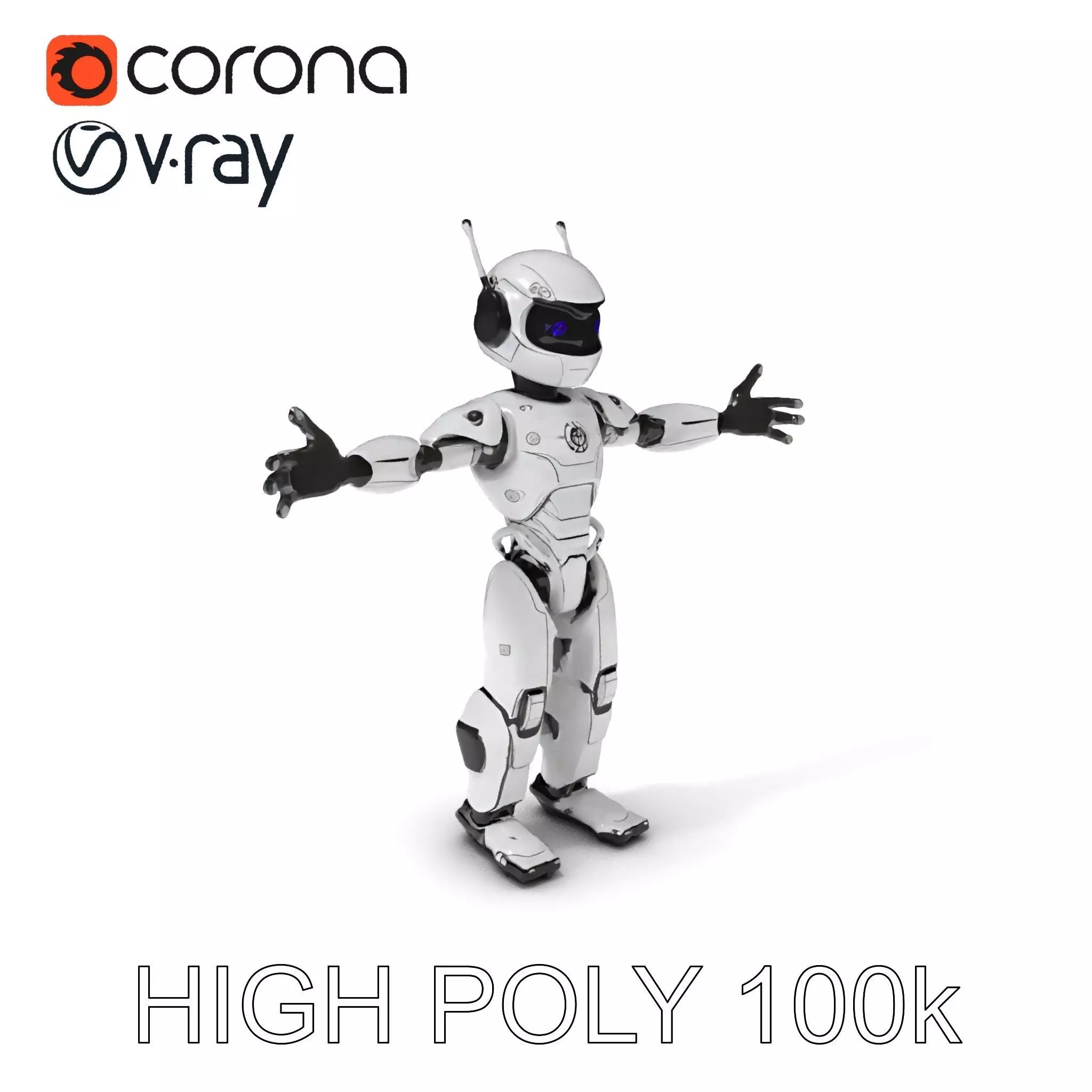 Silver Sentinel Robot D Model  Detailed Rigged and Ready for ... Low-poly 3D model_0