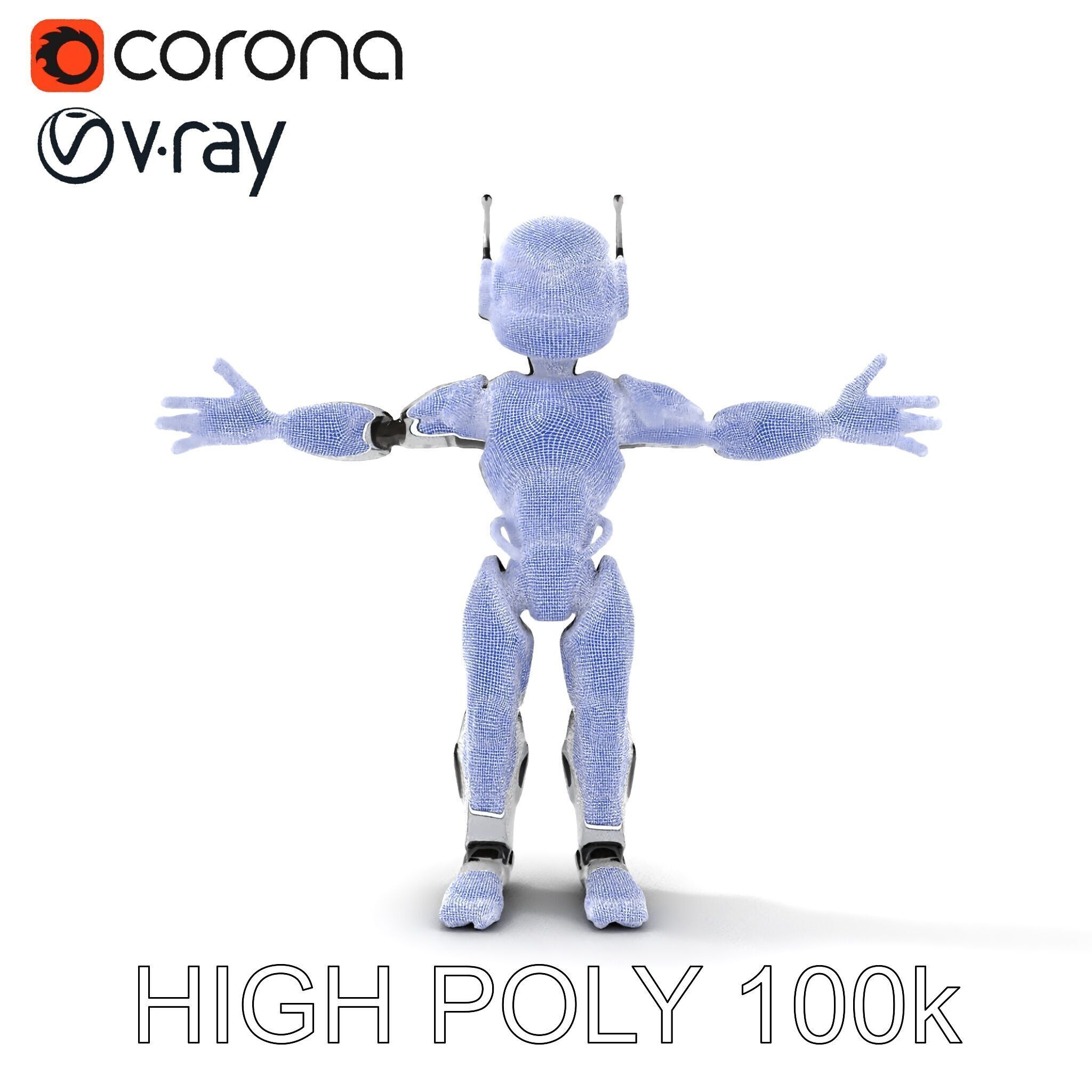 Silver Sentinel Robot D Model  Detailed Rigged and Ready for ... Low-poly 3D model_14