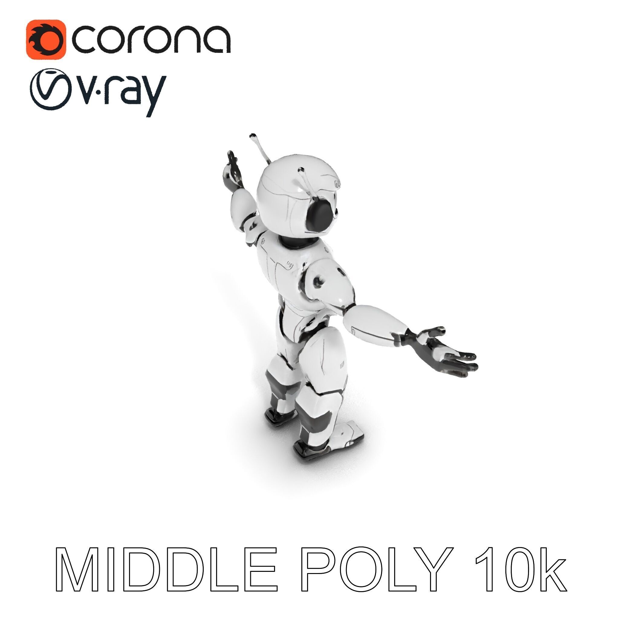 Silver Sentinel Robot D Model  Detailed Rigged and Ready for ... Low-poly 3D model_37