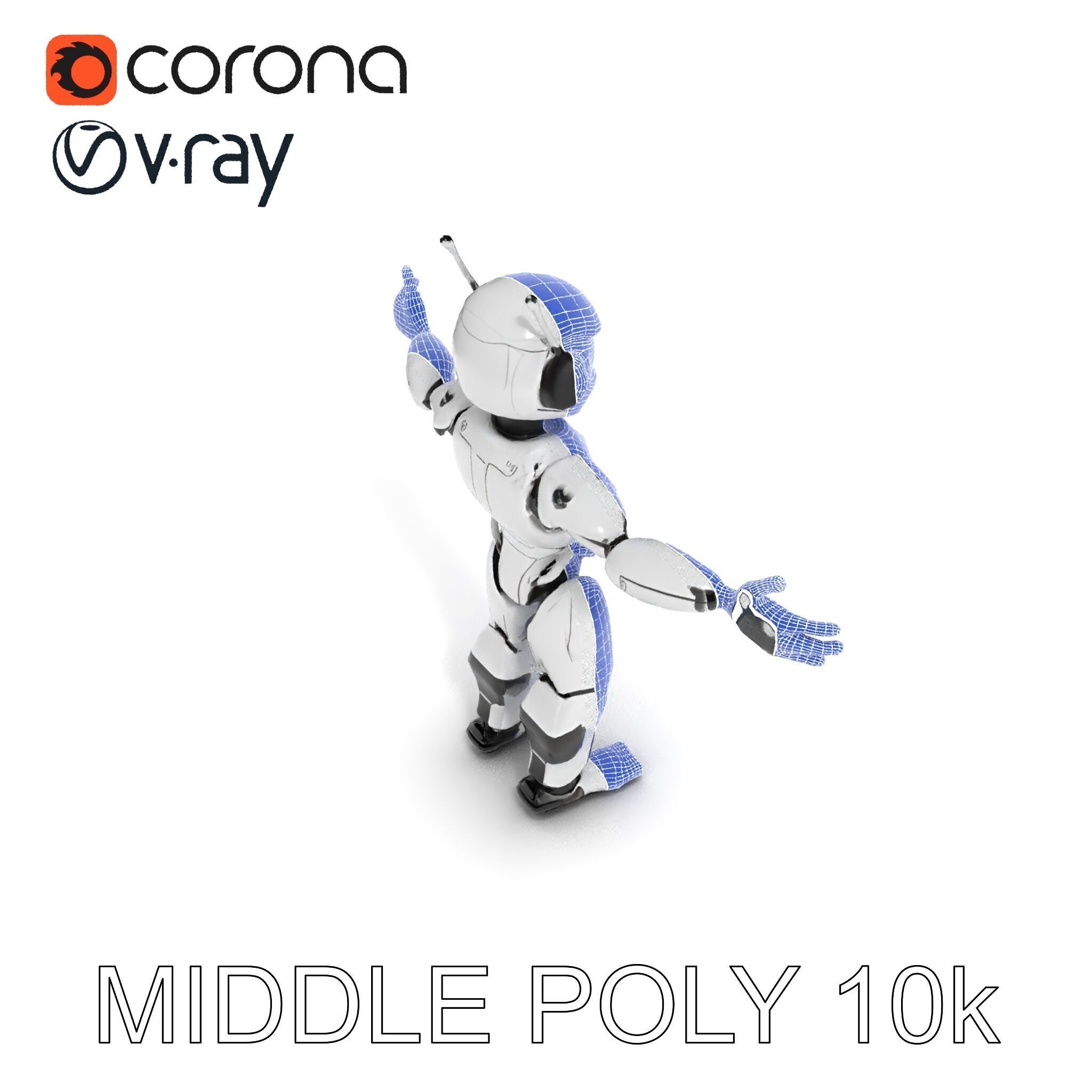 Silver Sentinel Robot D Model  Detailed Rigged and Ready for ... Low-poly 3D model_25