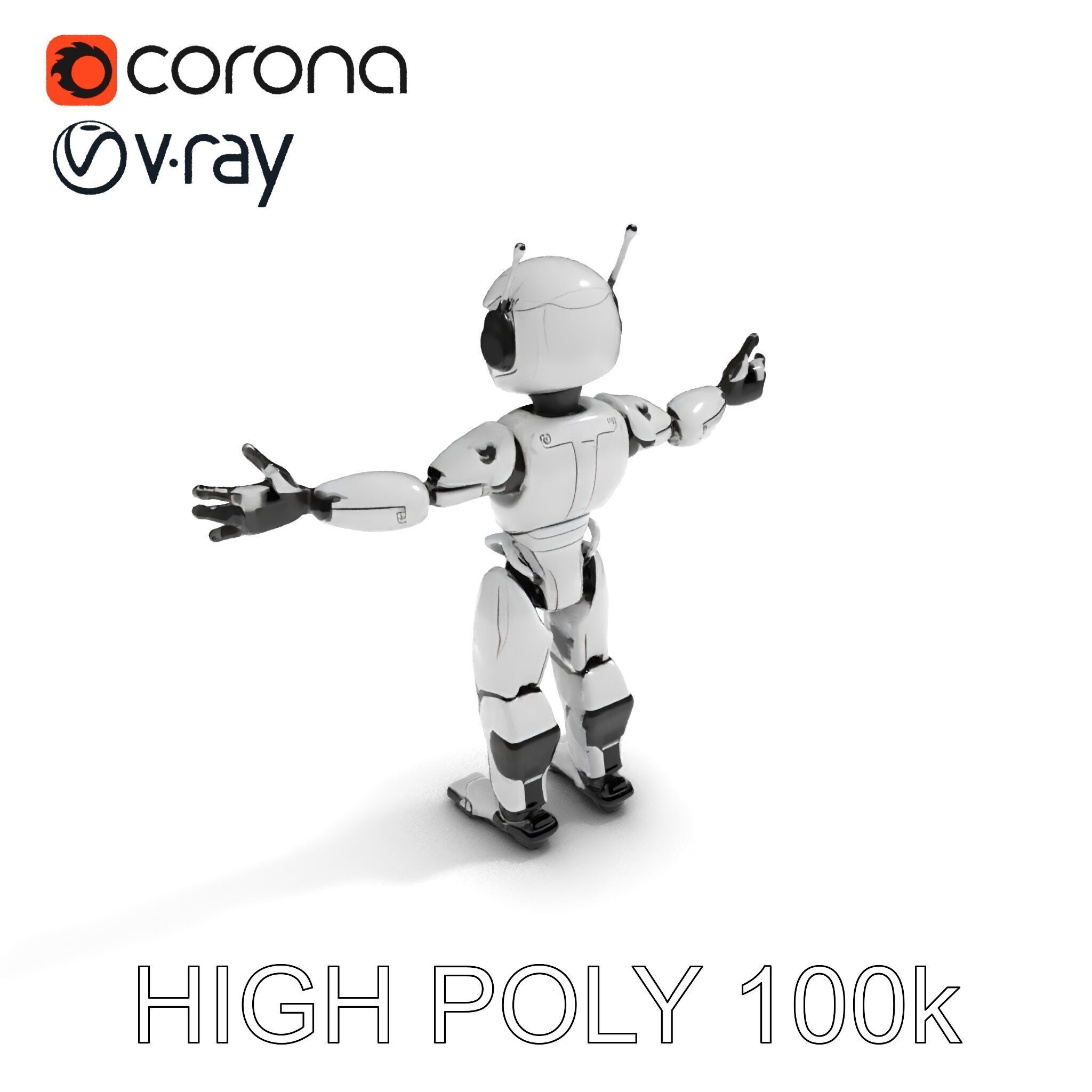 Silver Sentinel Robot D Model  Detailed Rigged and Ready for ... Low-poly 3D model_31