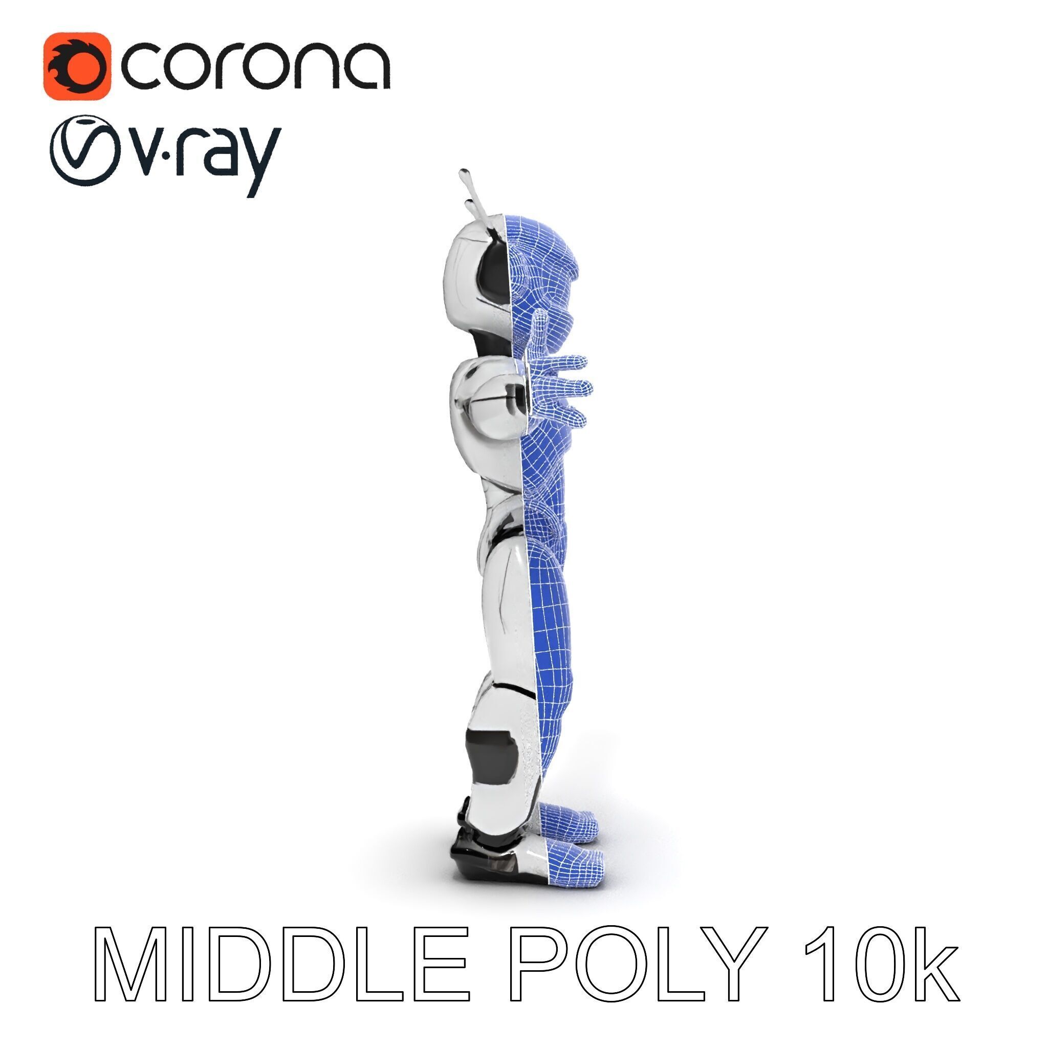 Silver Sentinel Robot D Model  Detailed Rigged and Ready for ... Low-poly 3D model_9