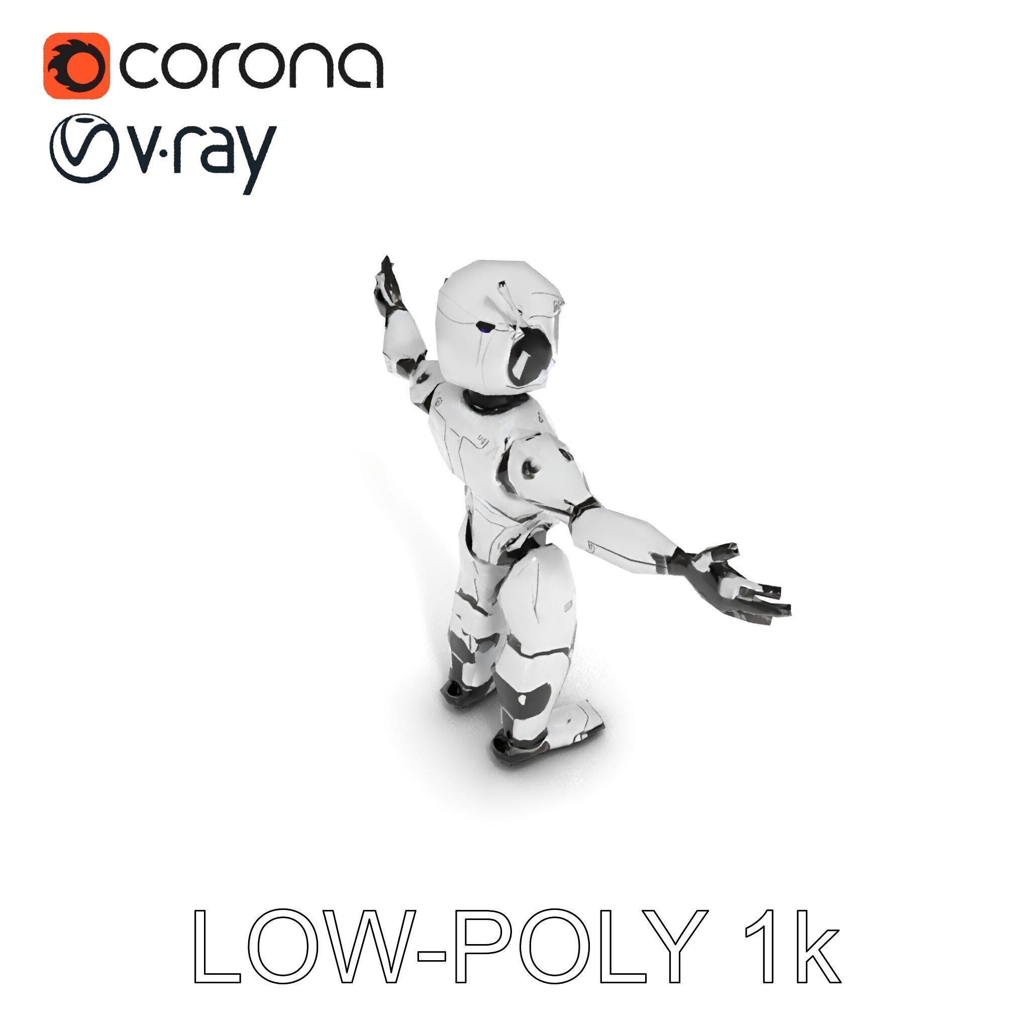 Silver Sentinel Robot D Model  Detailed Rigged and Ready for ... Low-poly 3D model_33