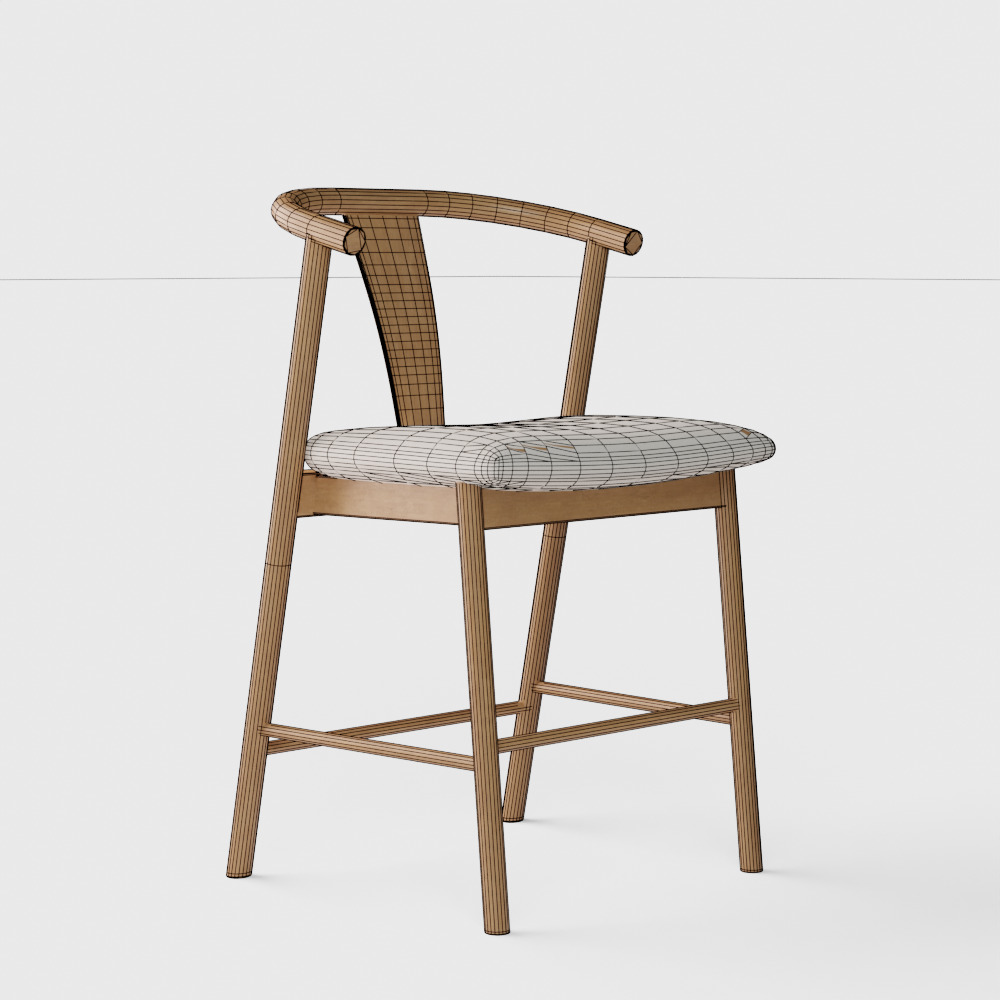 Fonra Counter Stool - Oak and Santolina Gray 3D model_1