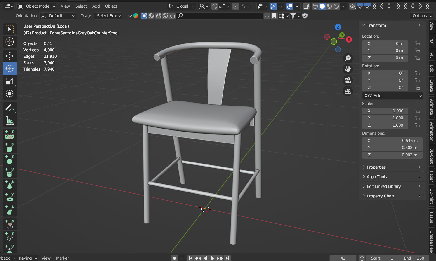 Fonra Counter Stool - Oak and Santolina Gray 3D model_13
