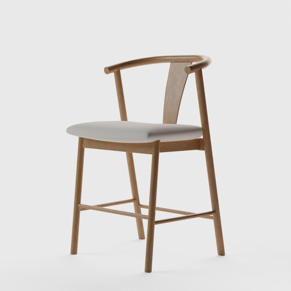 Fonra Counter Stool - Oak and Santolina Gray 3D model_3