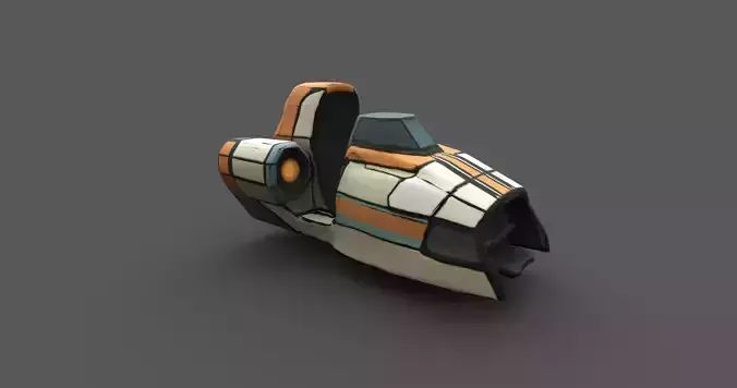 Low Poly Sci-Fi Speeder  Comic Style Hovercraft Free low-poly 3D model