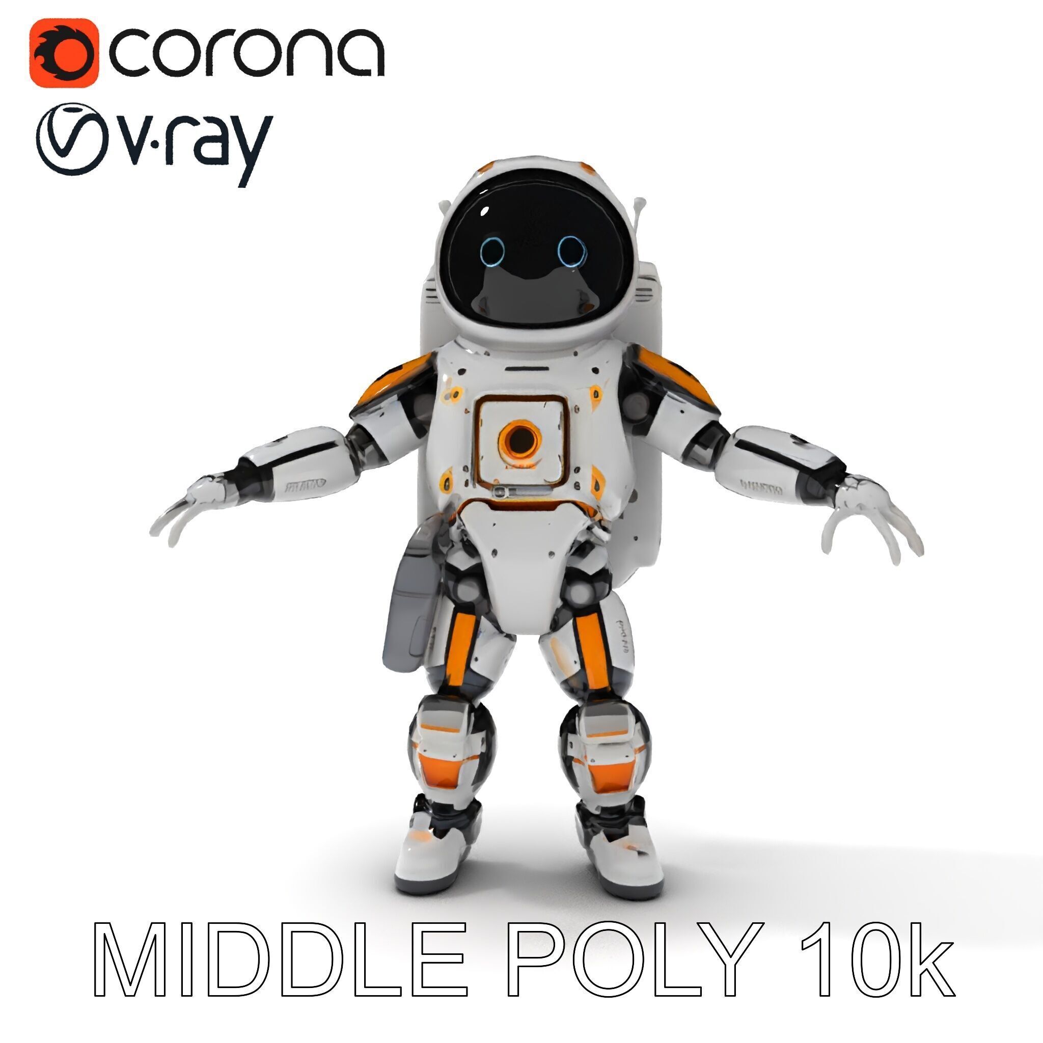 AstroBot Futuristic Companion Robot with Interchangeable Modules Low-poly 3D model_8