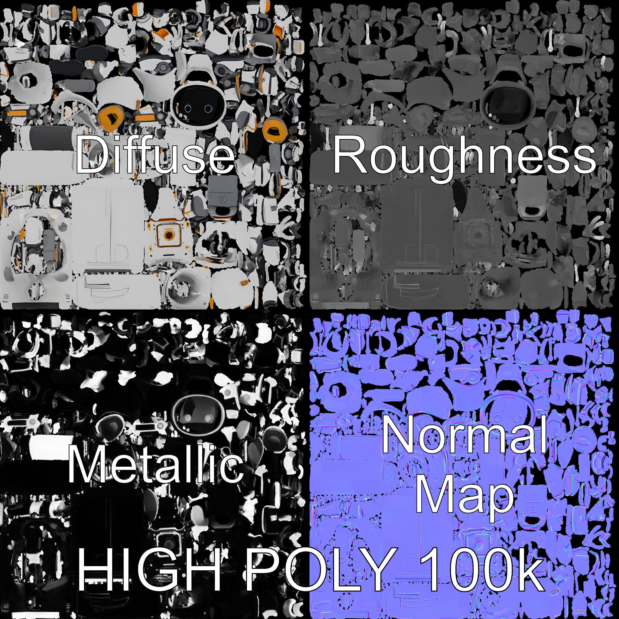 AstroBot Futuristic Companion Robot with Interchangeable Modules Low-poly 3D model_2