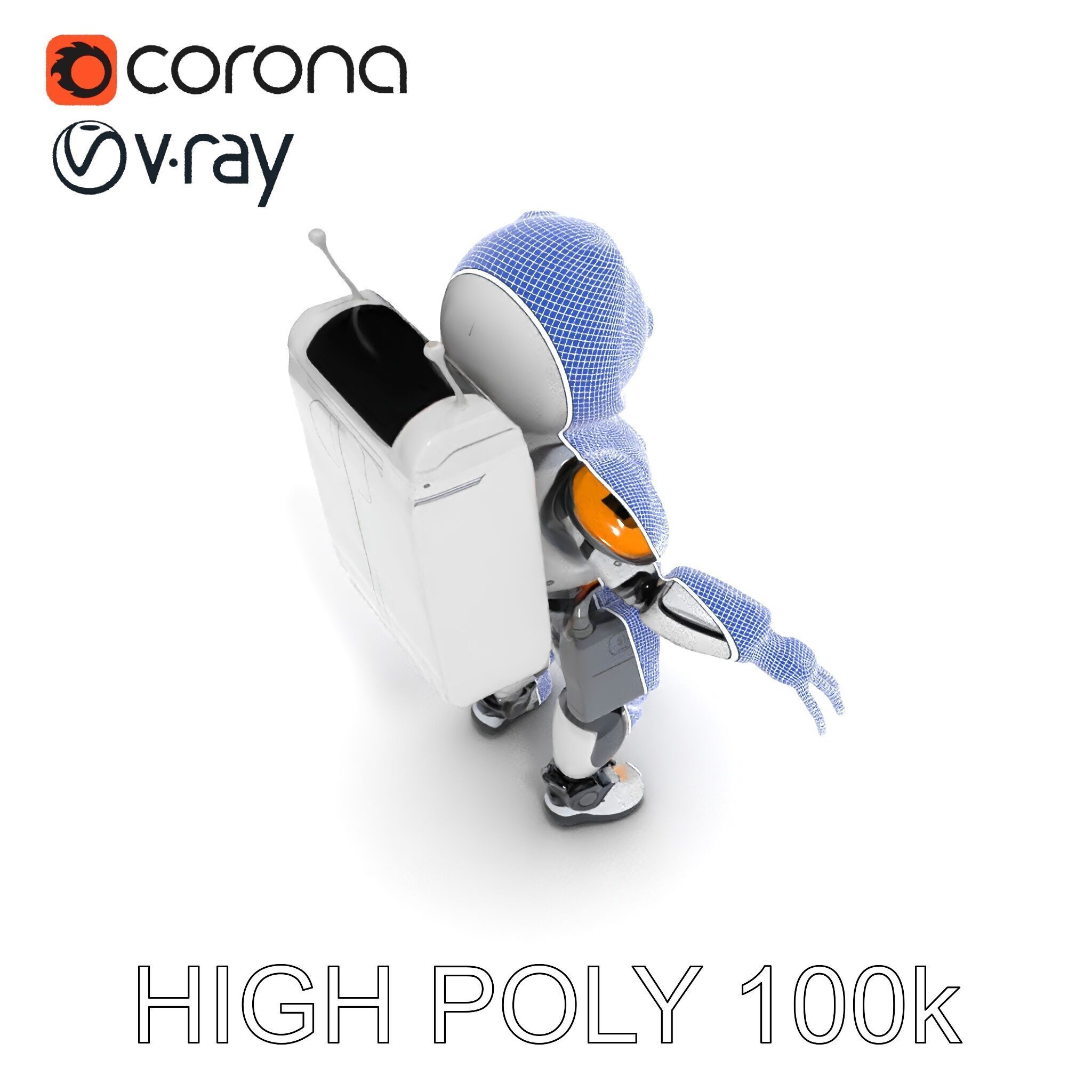 AstroBot Futuristic Companion Robot with Interchangeable Modules Low-poly 3D model_33