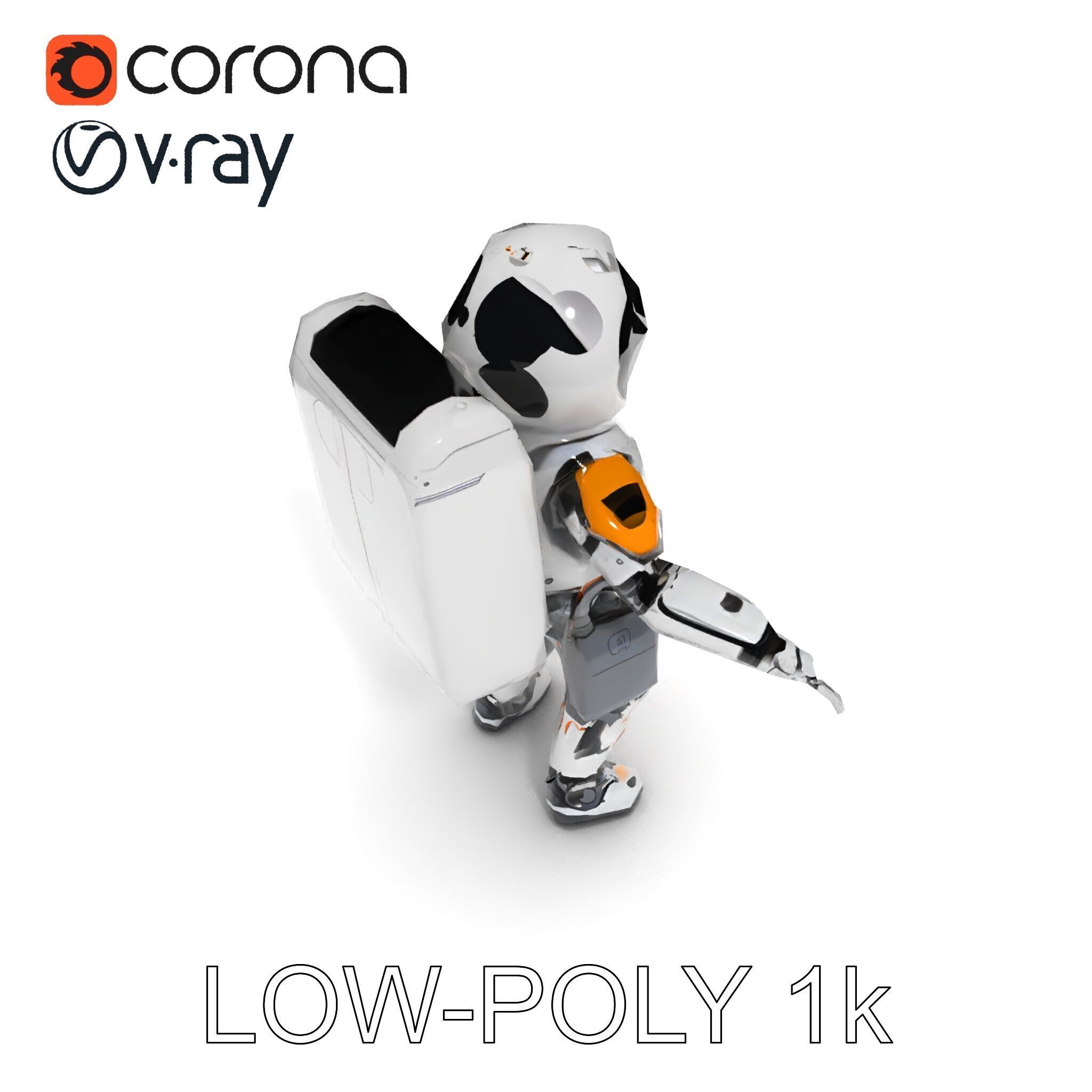 AstroBot Futuristic Companion Robot with Interchangeable Modules Low-poly 3D model_15