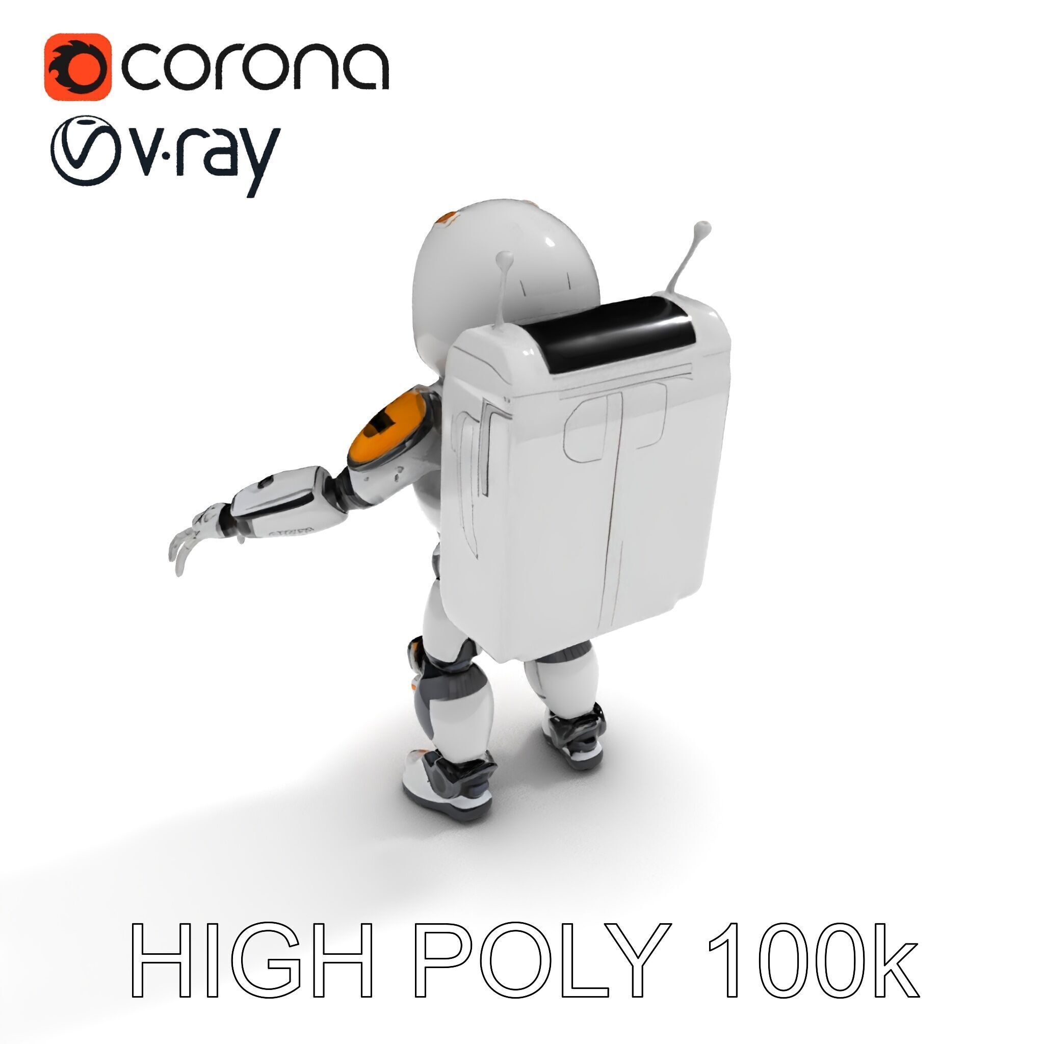 AstroBot Futuristic Companion Robot with Interchangeable Modules Low-poly 3D model_21