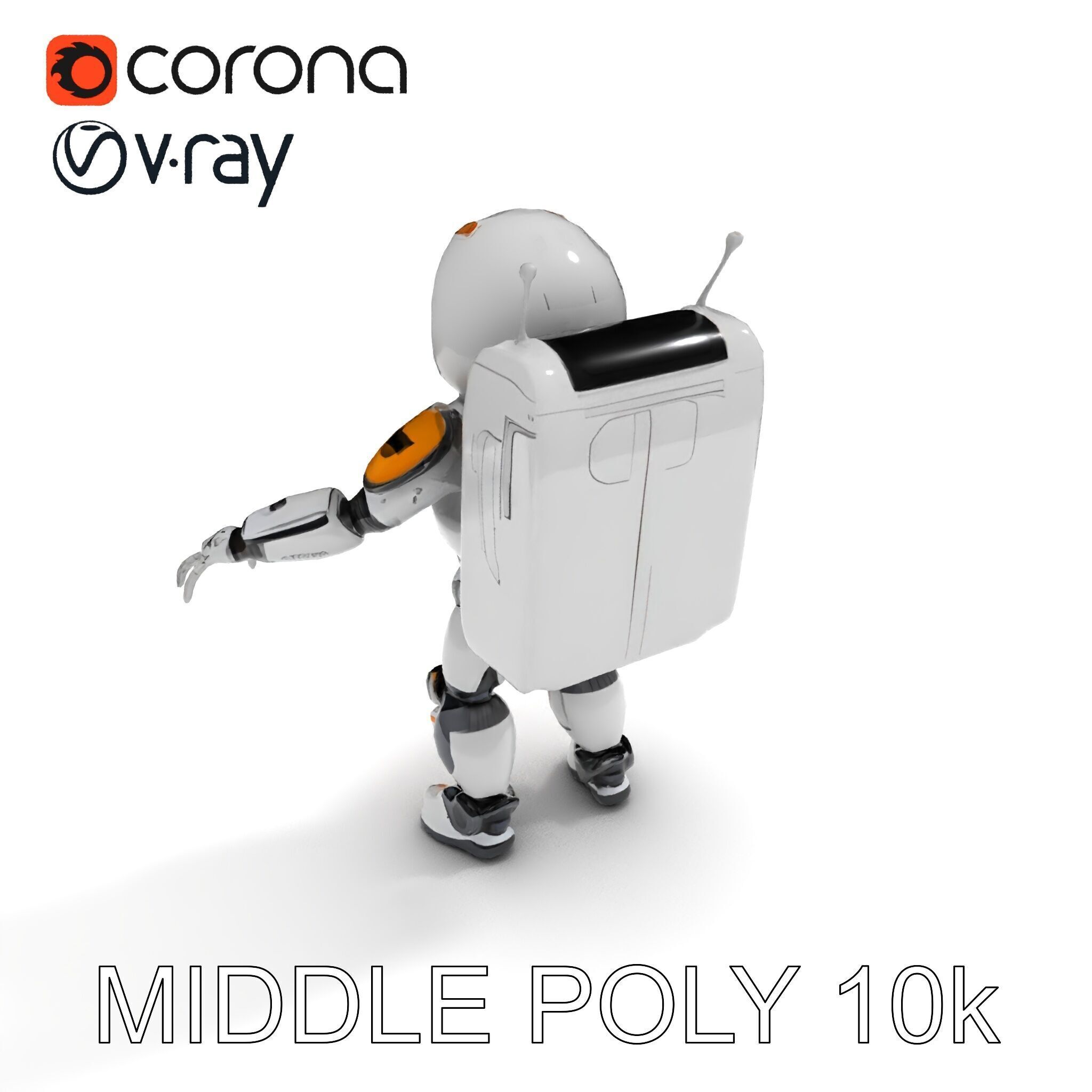 AstroBot Futuristic Companion Robot with Interchangeable Modules Low-poly 3D model_22