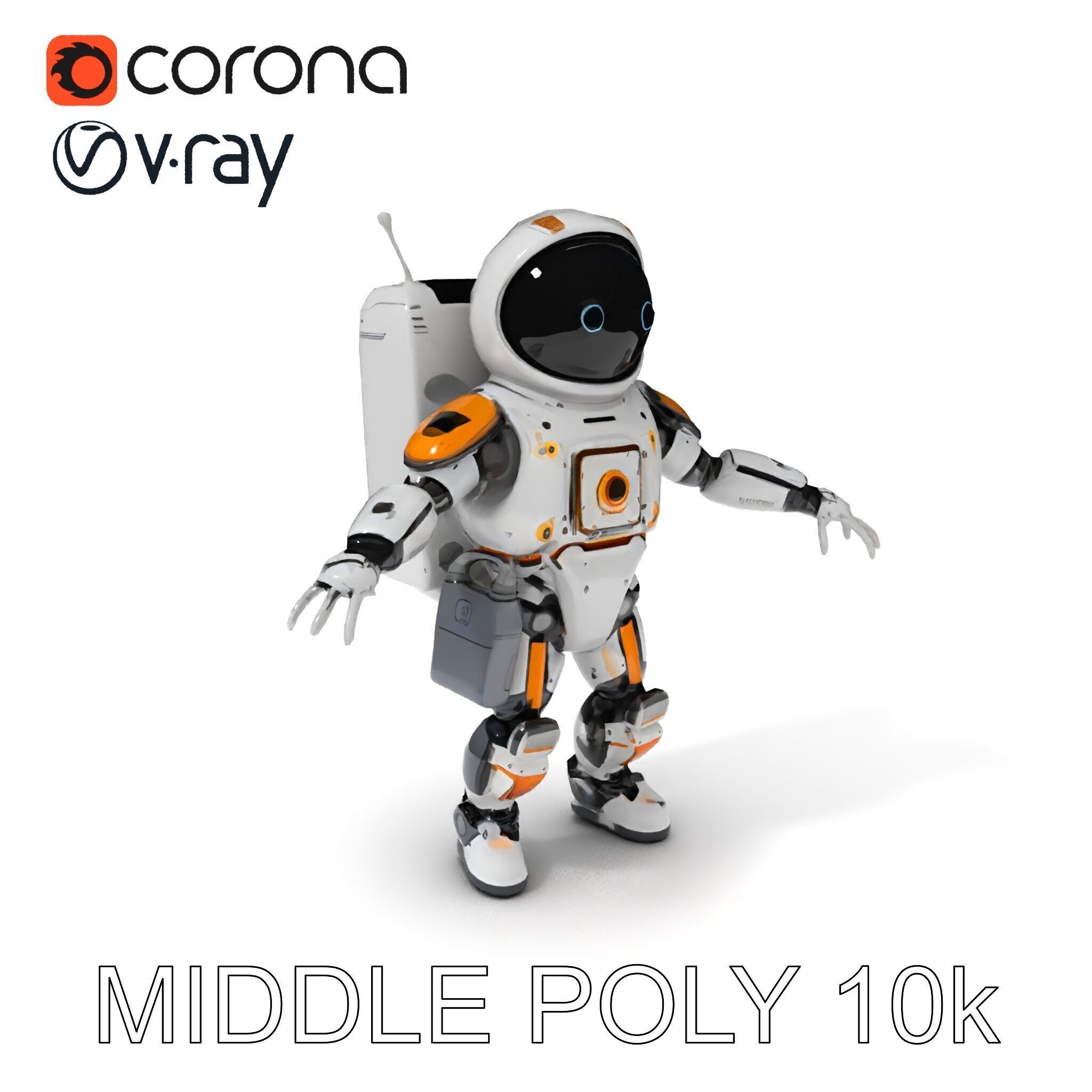 AstroBot Futuristic Companion Robot with Interchangeable Modules Low-poly 3D model_16