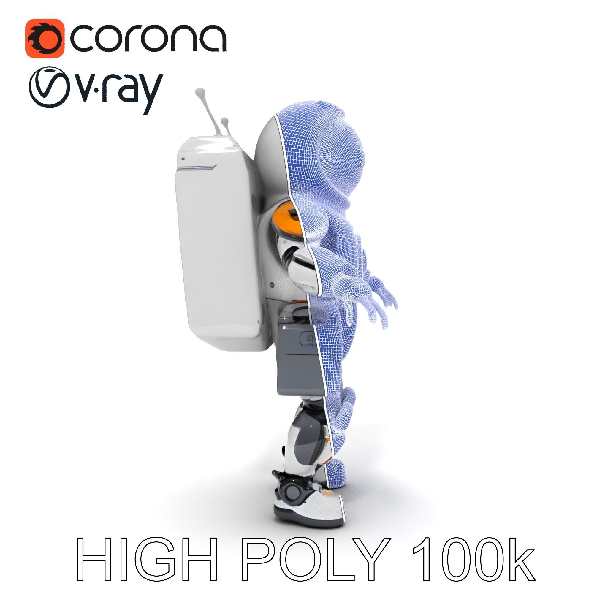 AstroBot Futuristic Companion Robot with Interchangeable Modules Low-poly 3D model_10