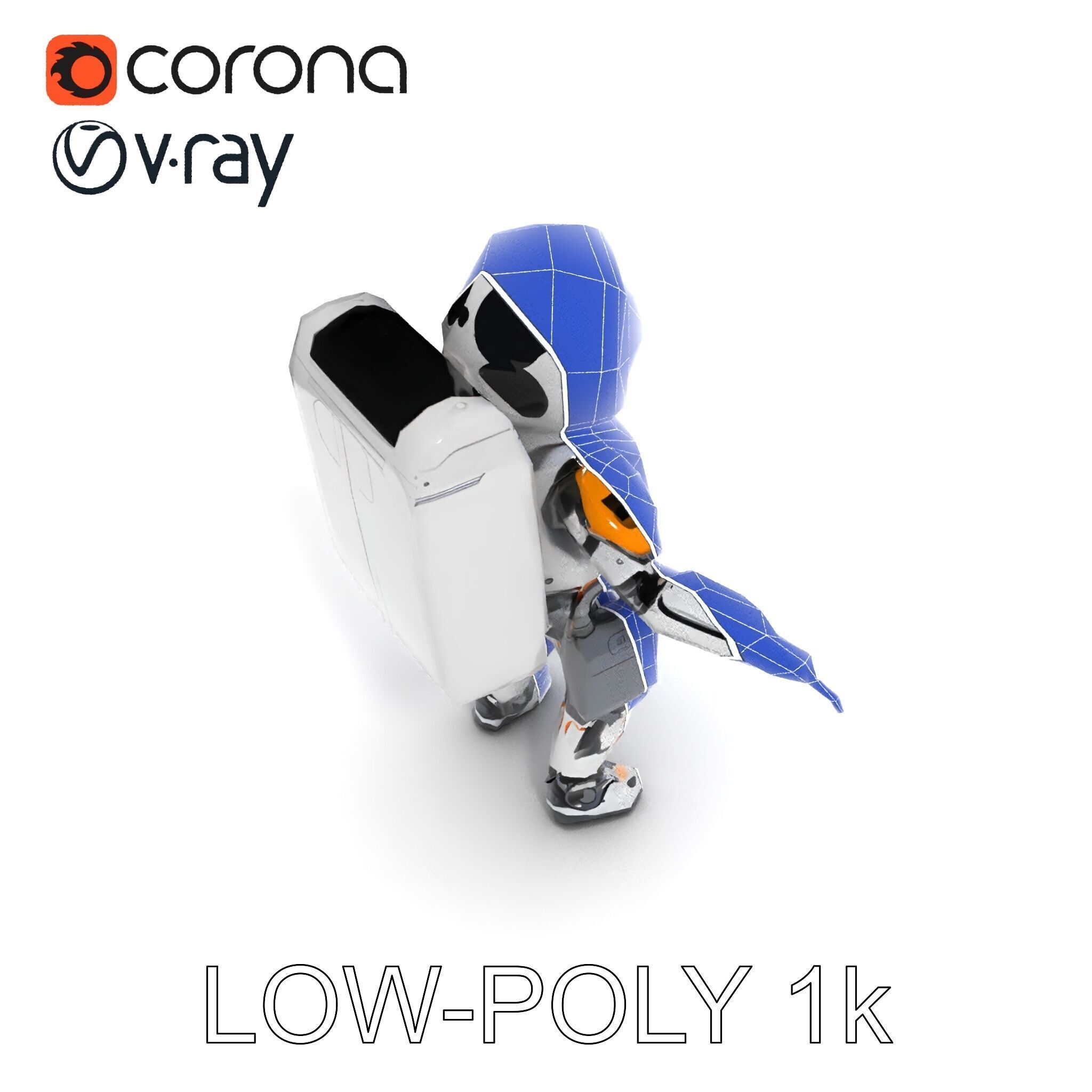 AstroBot Futuristic Companion Robot with Interchangeable Modules Low-poly 3D model_29