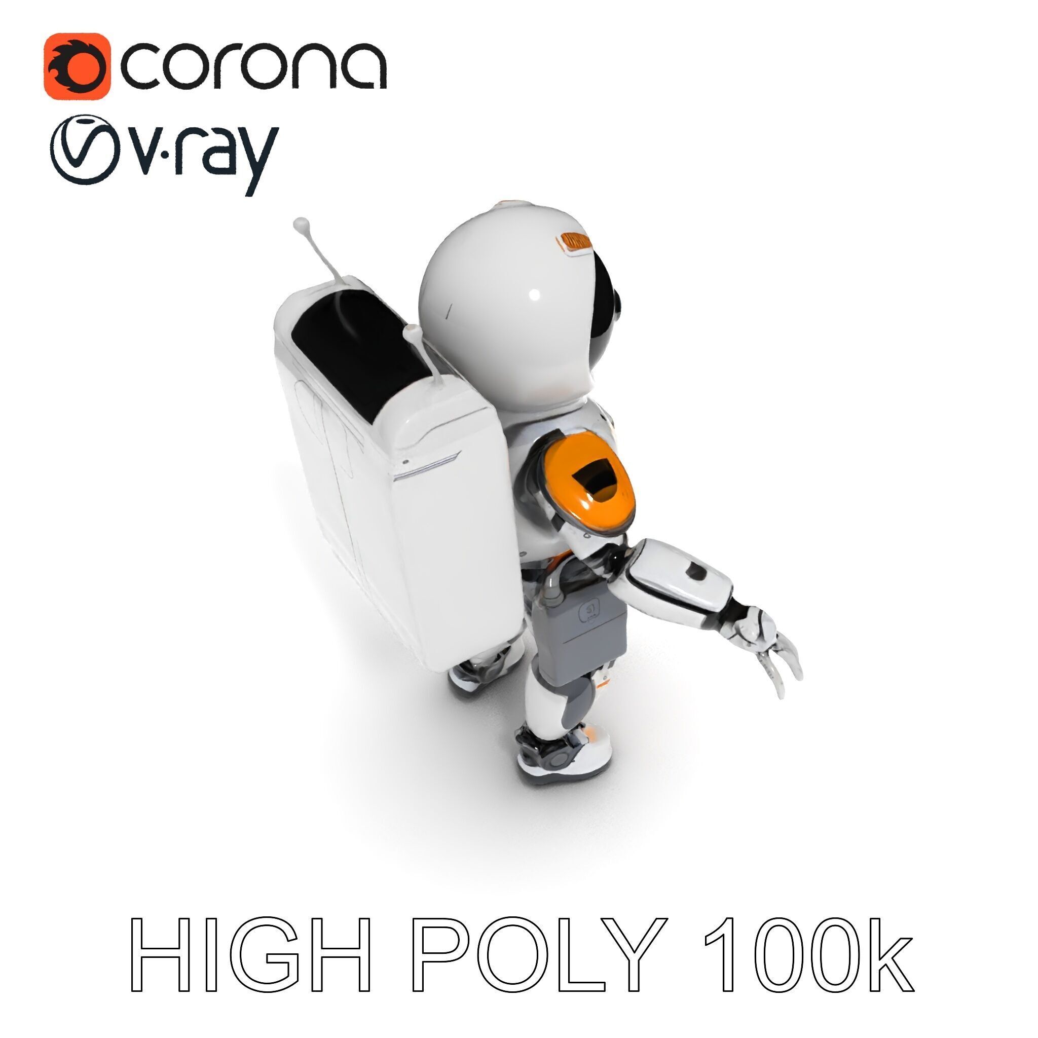 AstroBot Futuristic Companion Robot with Interchangeable Modules Low-poly 3D model_13