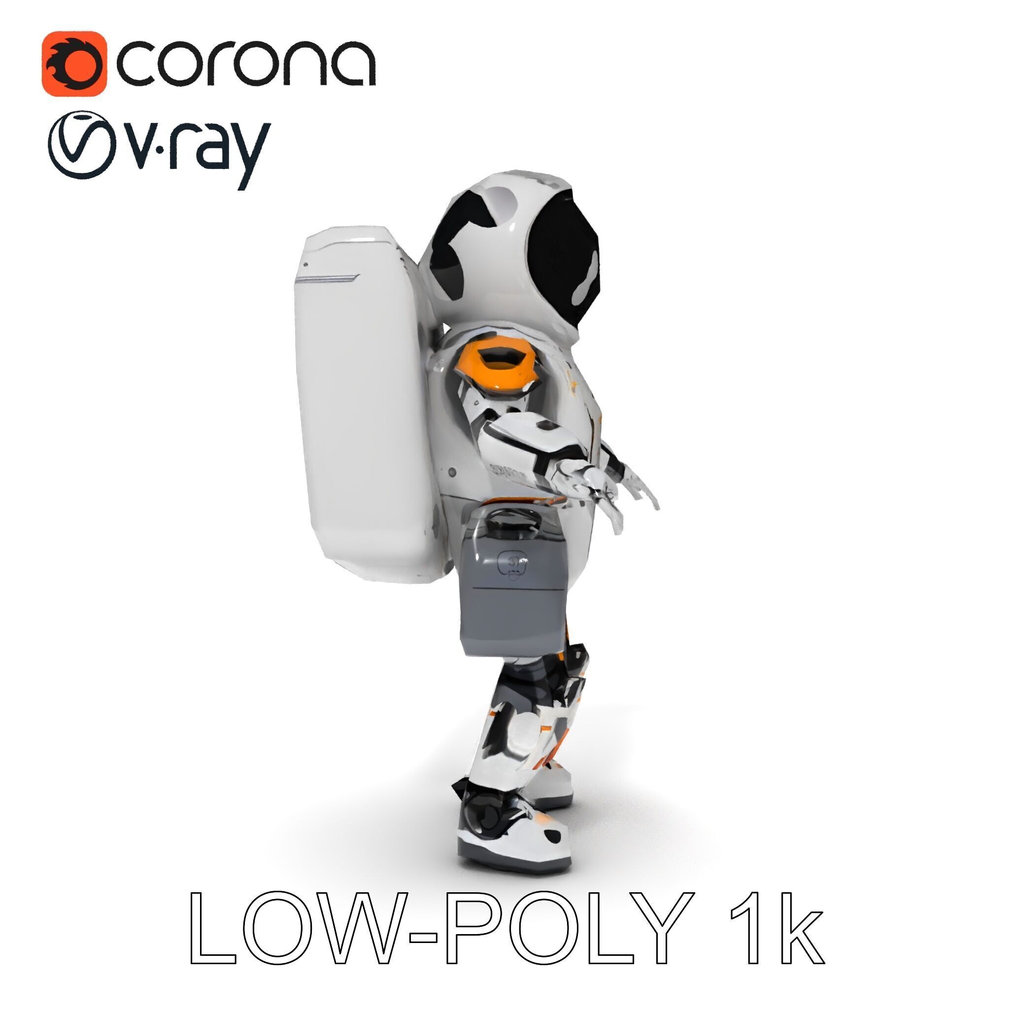 AstroBot Futuristic Companion Robot with Interchangeable Modules Low-poly 3D model_9