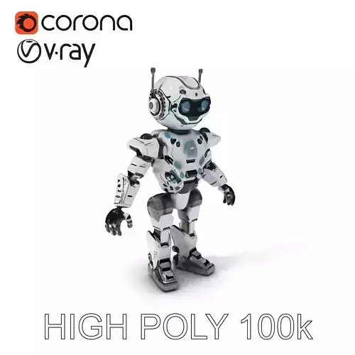 GlowingEyed Robotic Companion with Futuristic Armor Design