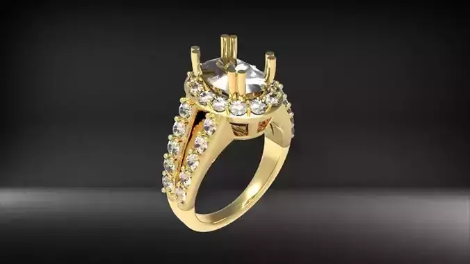 Pave Oval Wedding Ring 3D print model