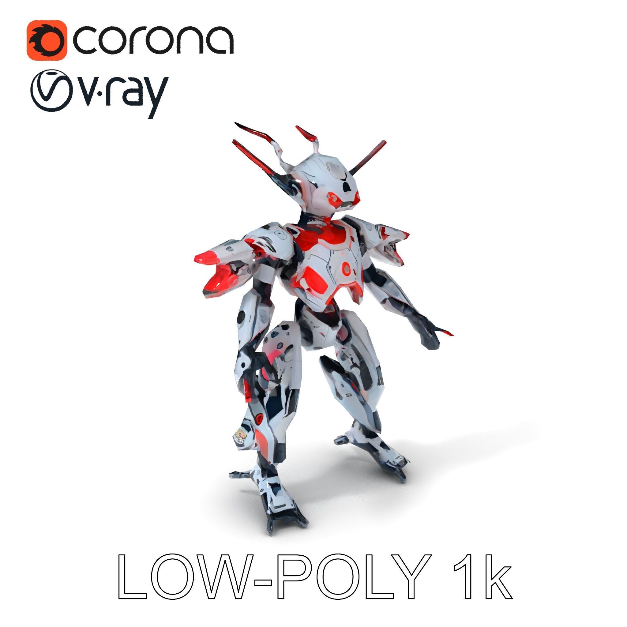 Cyber Mech Guardian with Dynamic Neon Lights Low-poly 3D model_25