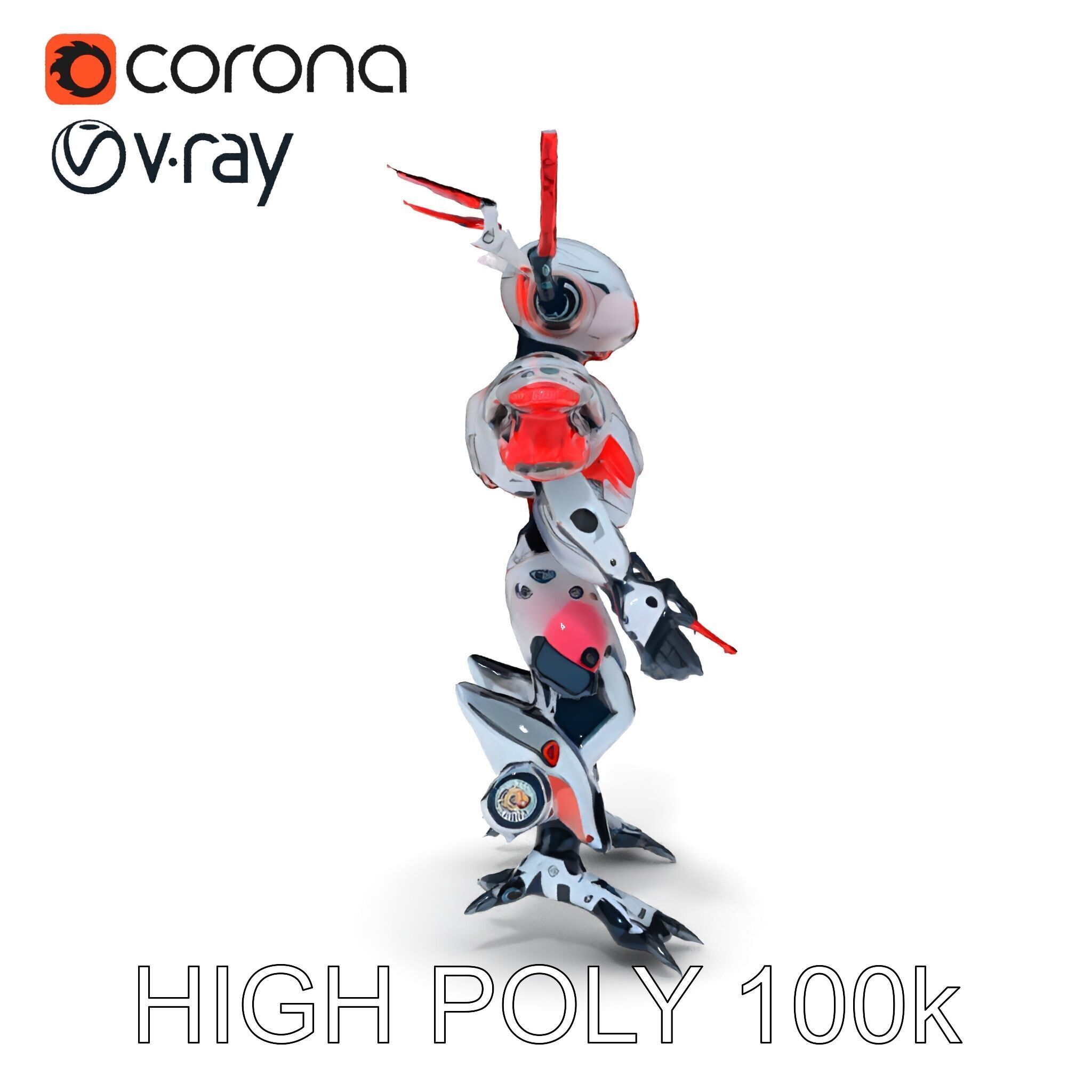 Cyber Mech Guardian with Dynamic Neon Lights Low-poly 3D model_16