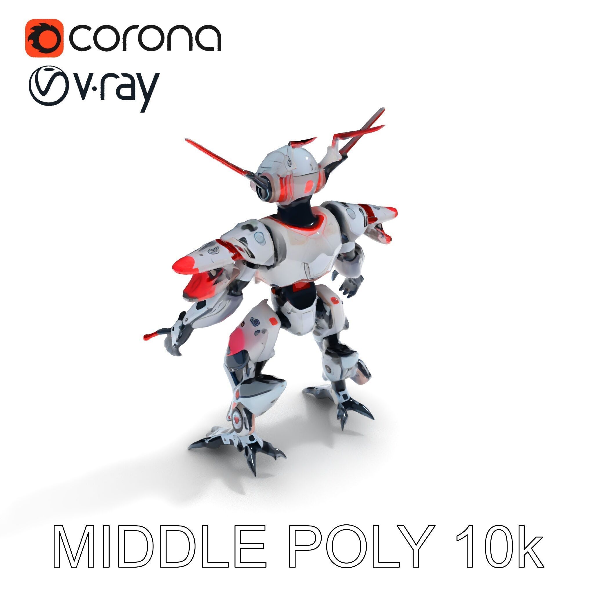 Cyber Mech Guardian with Dynamic Neon Lights Low-poly 3D model_32