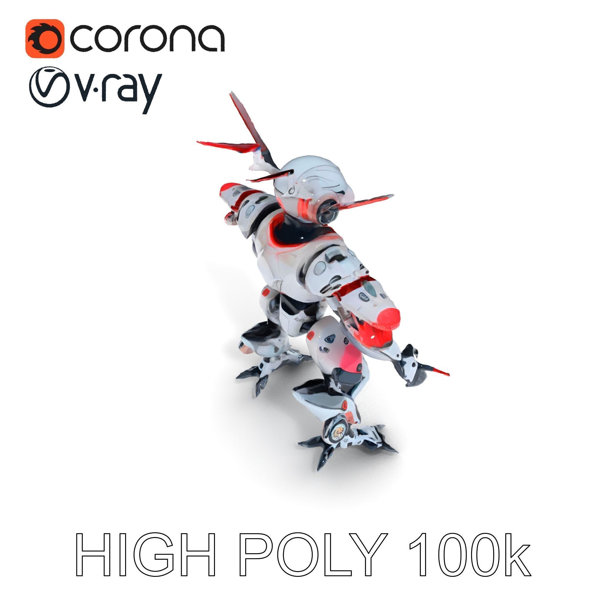 Cyber Mech Guardian with Dynamic Neon Lights Low-poly 3D model_31