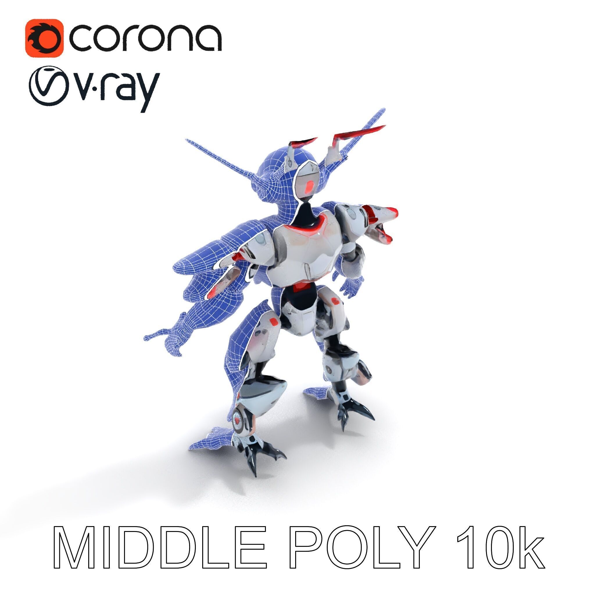 Cyber Mech Guardian with Dynamic Neon Lights Low-poly 3D model_11