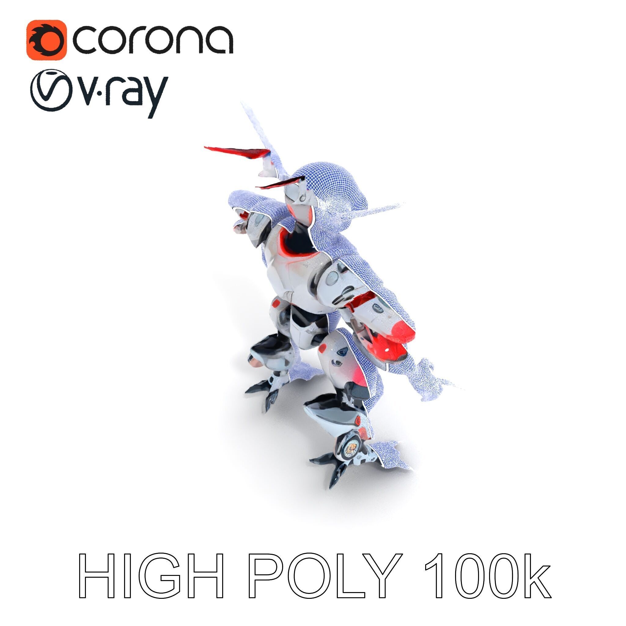 Cyber Mech Guardian with Dynamic Neon Lights Low-poly 3D model_34