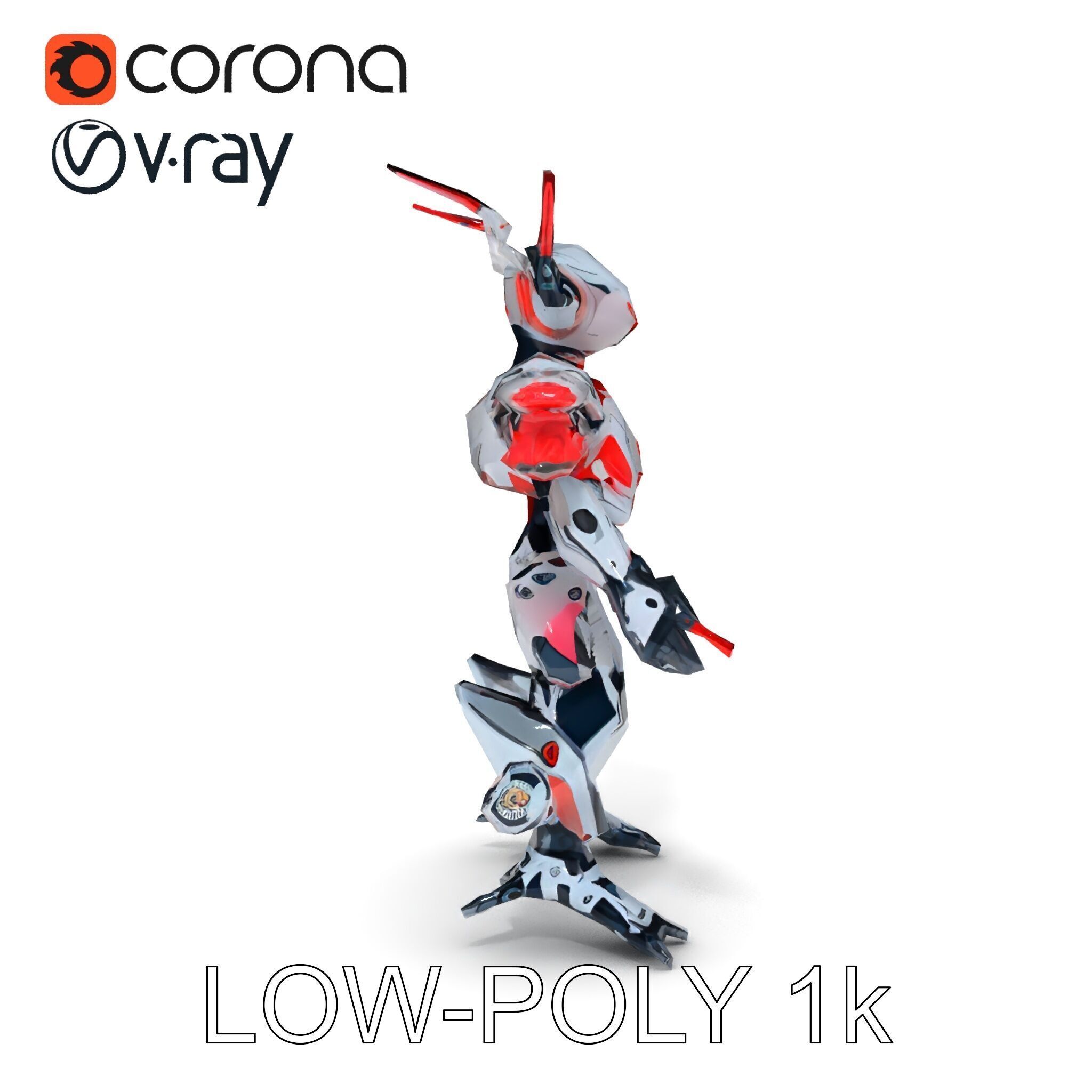 Cyber Mech Guardian with Dynamic Neon Lights Low-poly 3D model_15