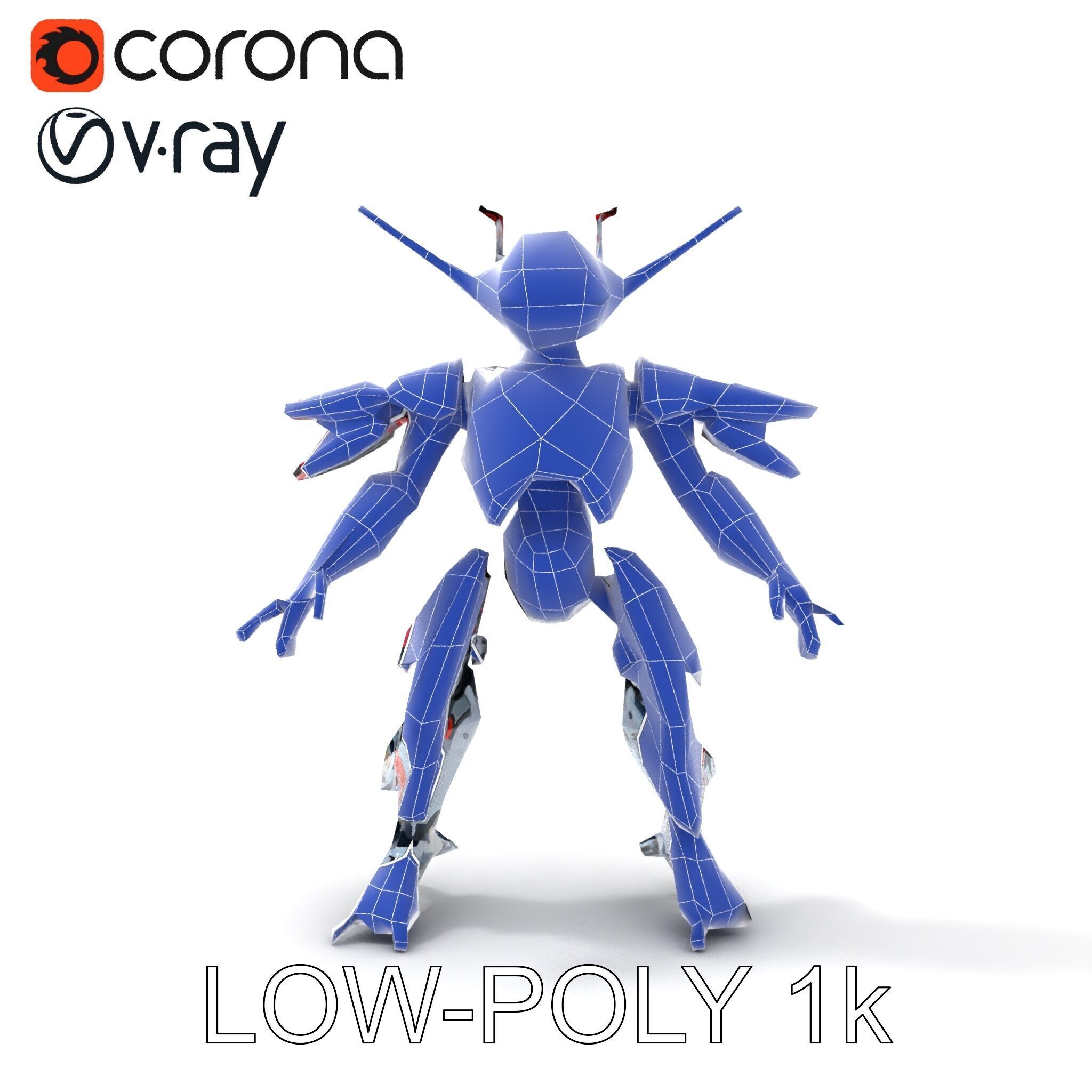 Cyber Mech Guardian with Dynamic Neon Lights Low-poly 3D model_22