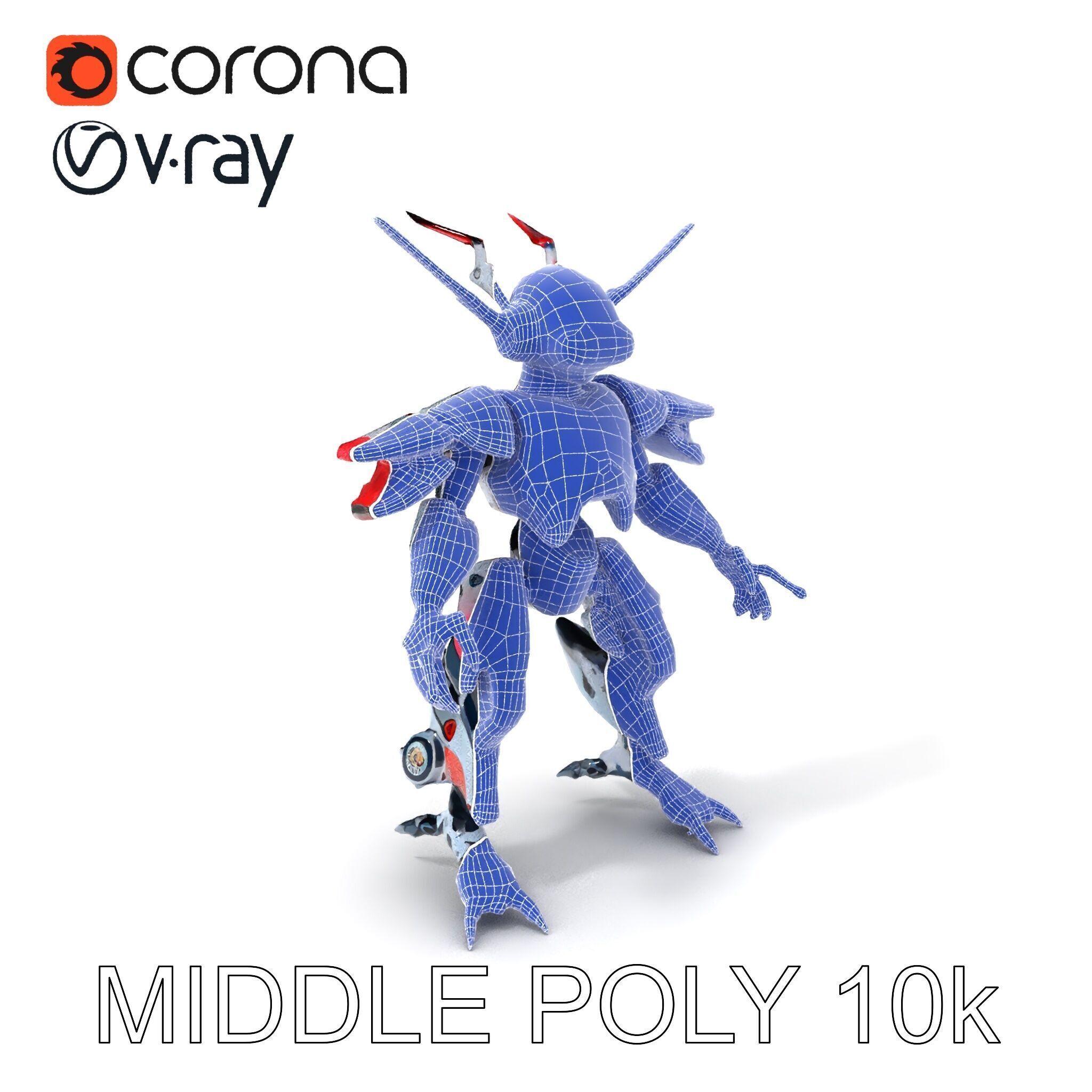 Cyber Mech Guardian with Dynamic Neon Lights Low-poly 3D model_21