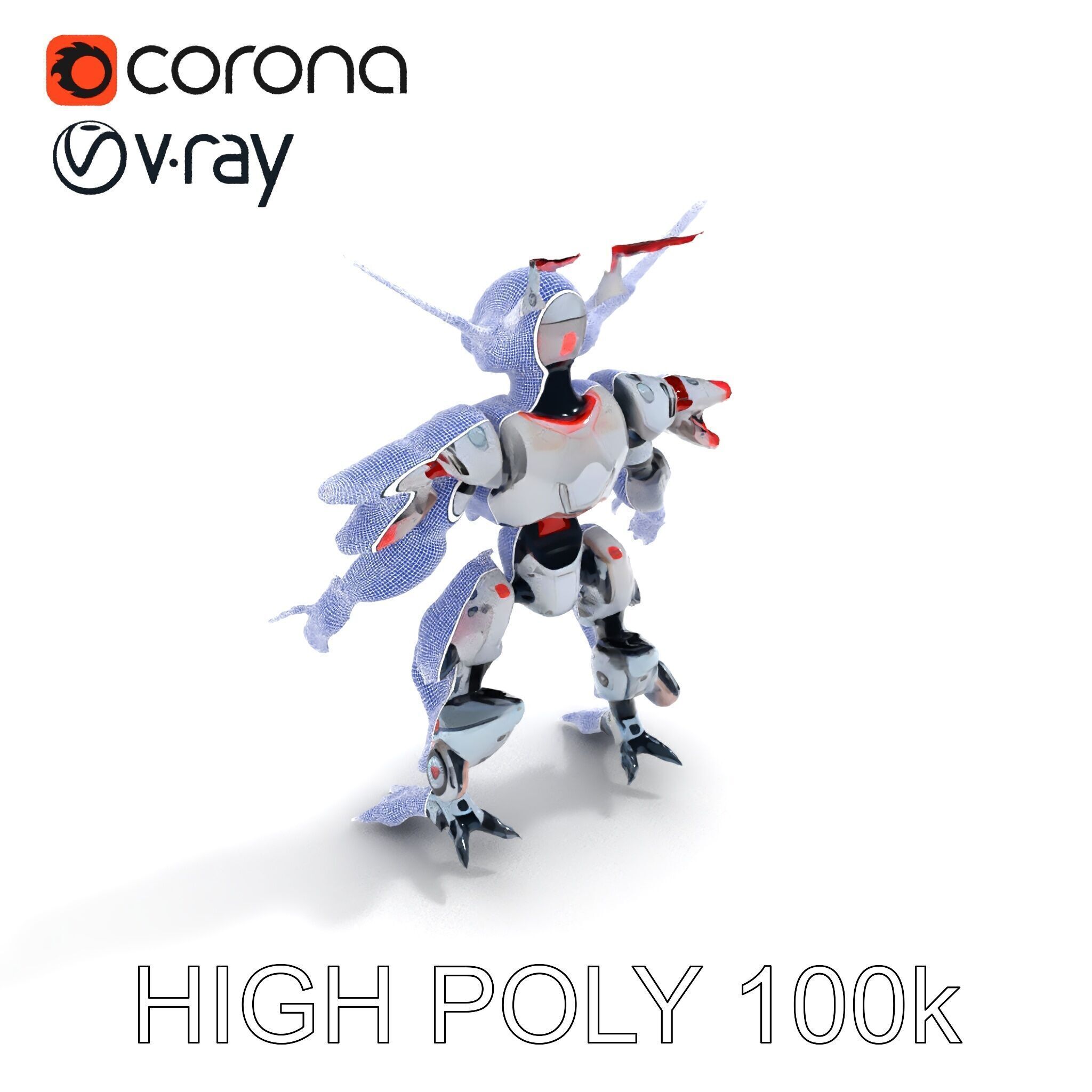 Cyber Mech Guardian with Dynamic Neon Lights Low-poly 3D model_13