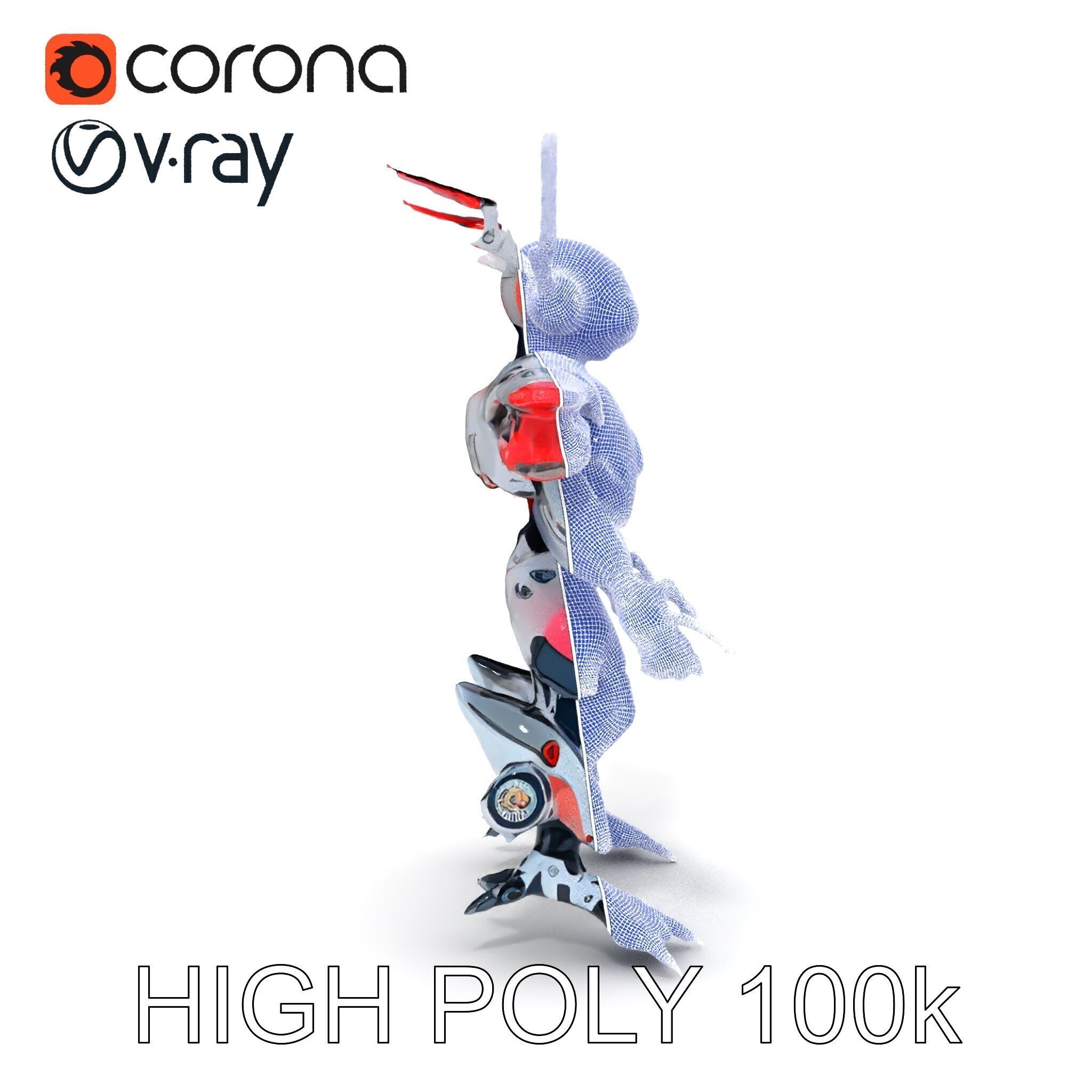 Cyber Mech Guardian with Dynamic Neon Lights Low-poly 3D model_23