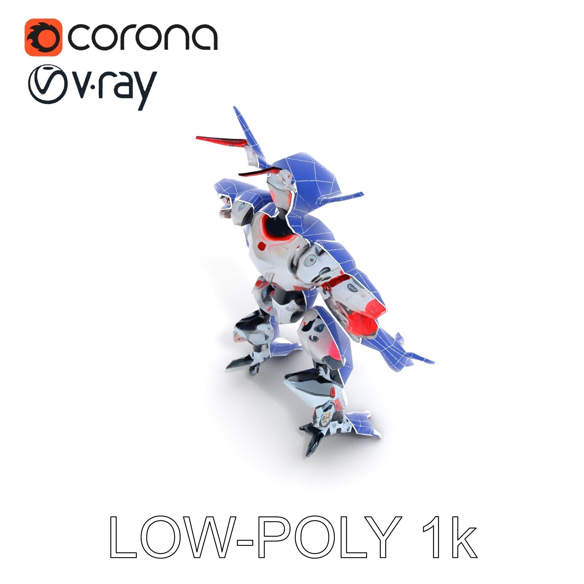 Cyber Mech Guardian with Dynamic Neon Lights Low-poly 3D model_12