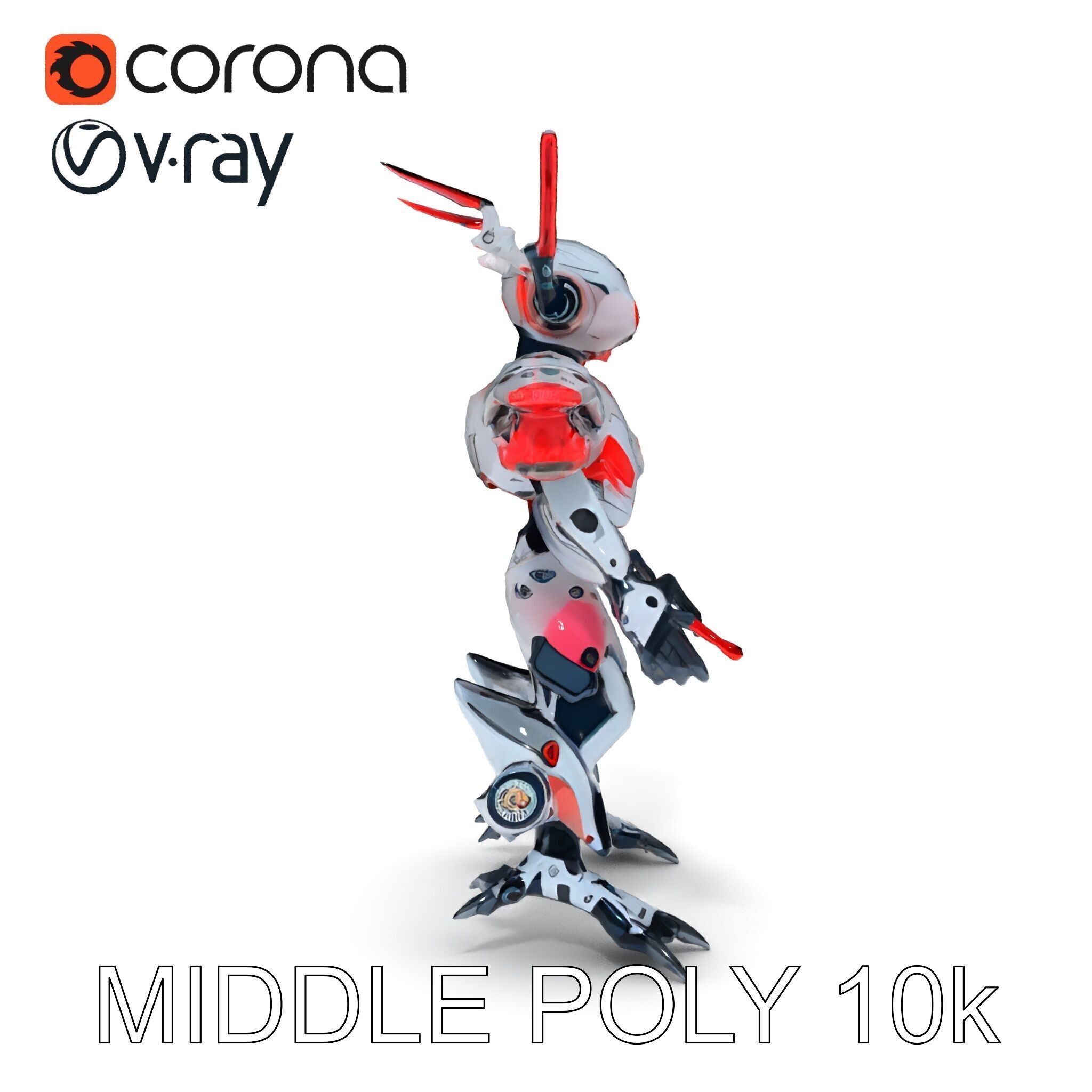 Cyber Mech Guardian with Dynamic Neon Lights Low-poly 3D model_24