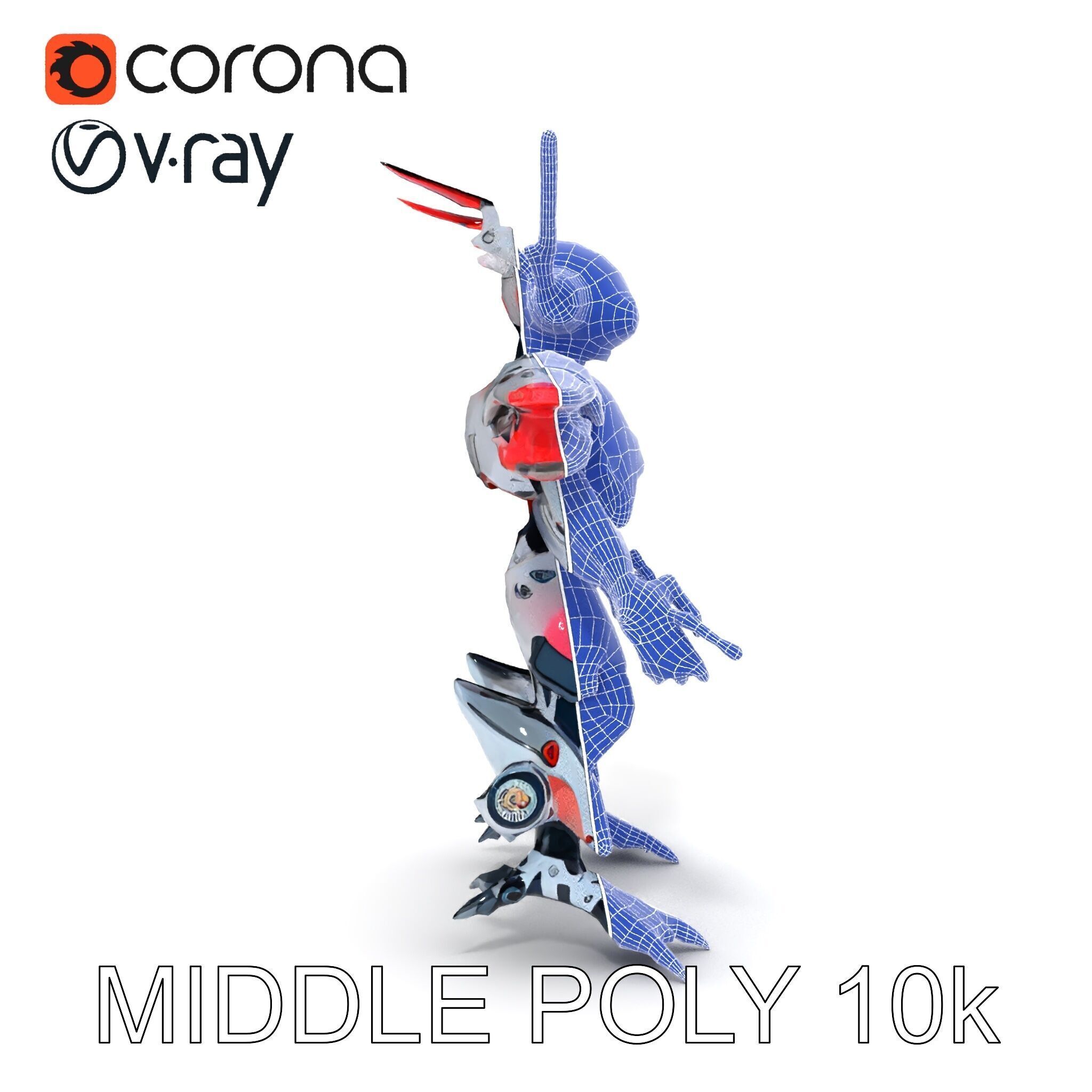 Cyber Mech Guardian with Dynamic Neon Lights Low-poly 3D model_29