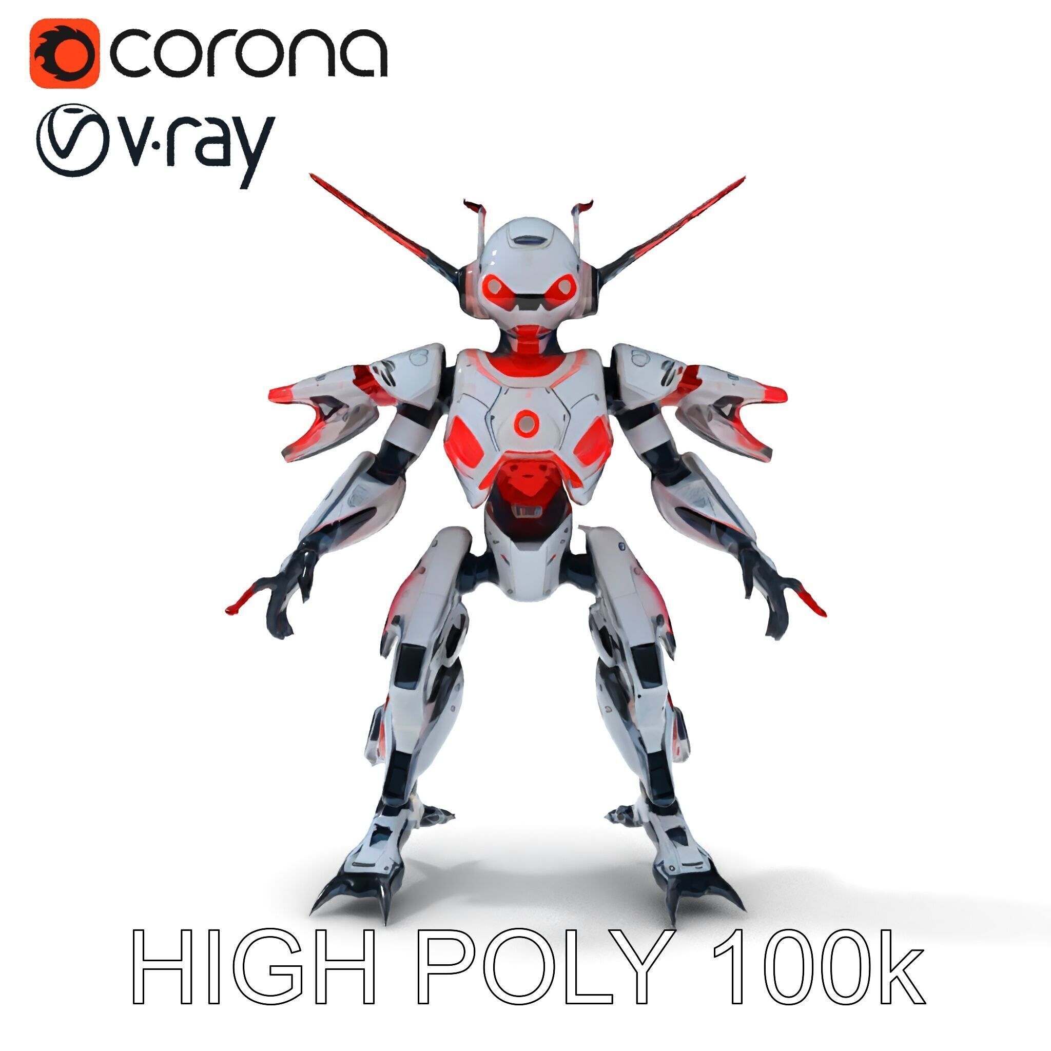 Cyber Mech Guardian with Dynamic Neon Lights Low-poly 3D model_36