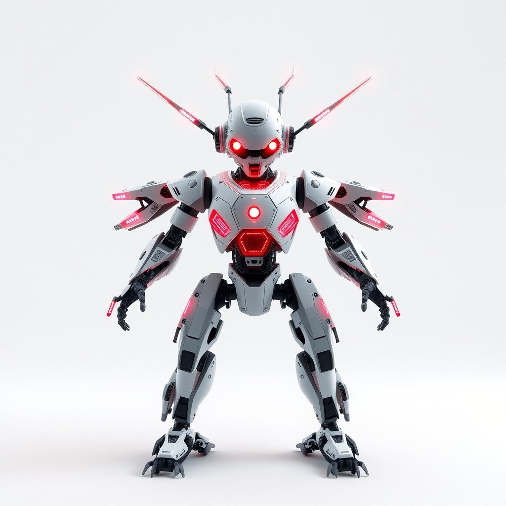 Cyber Mech Guardian with Dynamic Neon Lights Low-poly 3D model_4