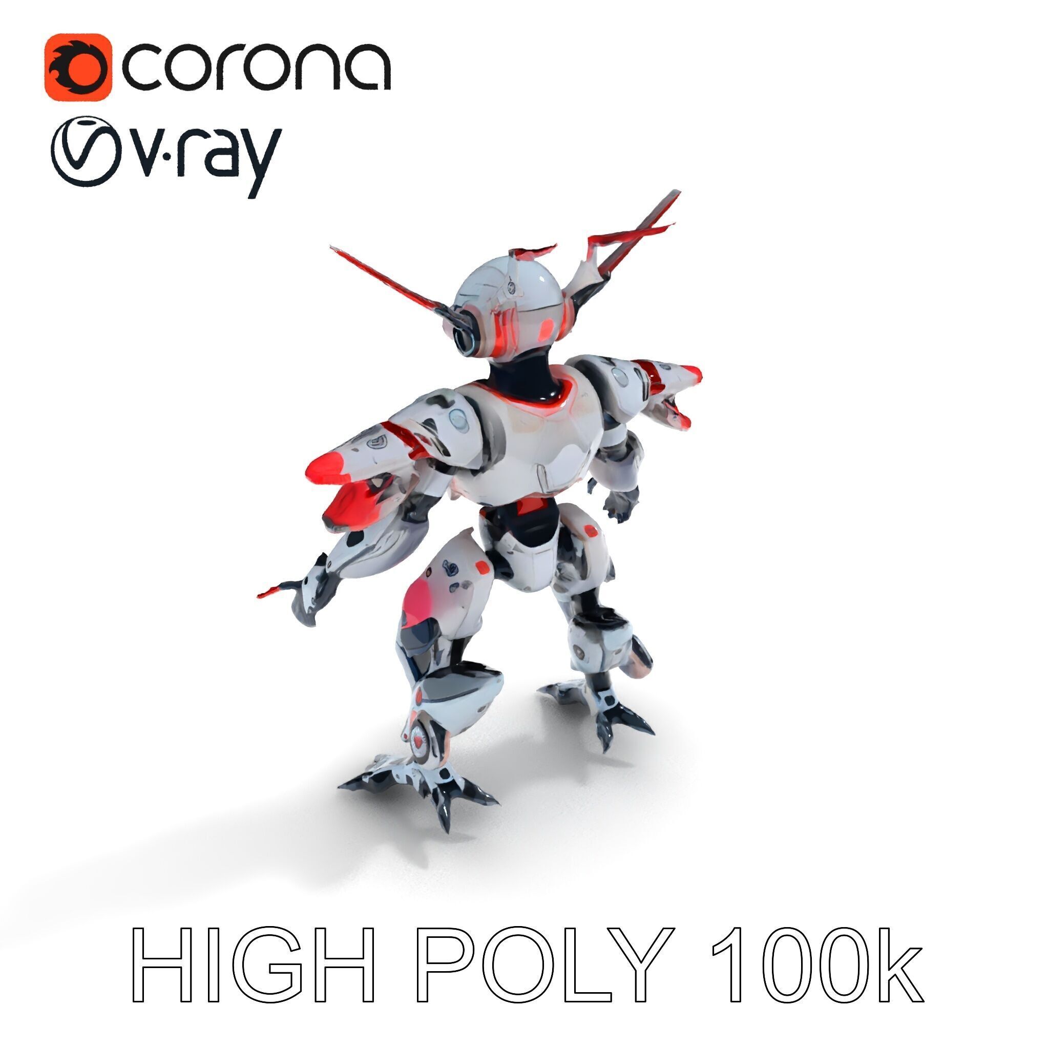 Cyber Mech Guardian with Dynamic Neon Lights Low-poly 3D model_8